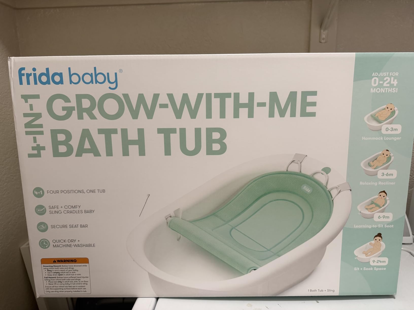 Frida Baby 4-in-1 Grow-with-Me Baby Bathtub, Baby Tub for Newborns to Toddler with Removable Bath Seat & Backrest for Bath Support in Tub customer photo 2