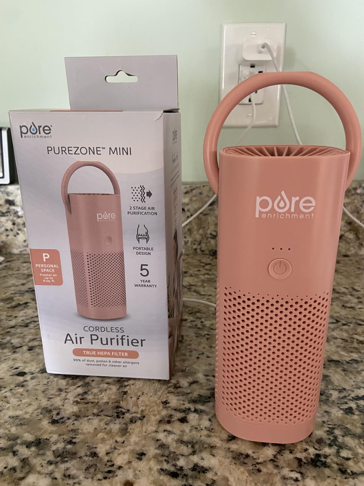 Pure Enrichment PureZone Mini Portable Air Purifier - Cordless True HEPA Filter Cleans Air & Eliminates 99.97% of Dust, Odors, & Allergens Close to You - Cars, School, & Office customer photo 2