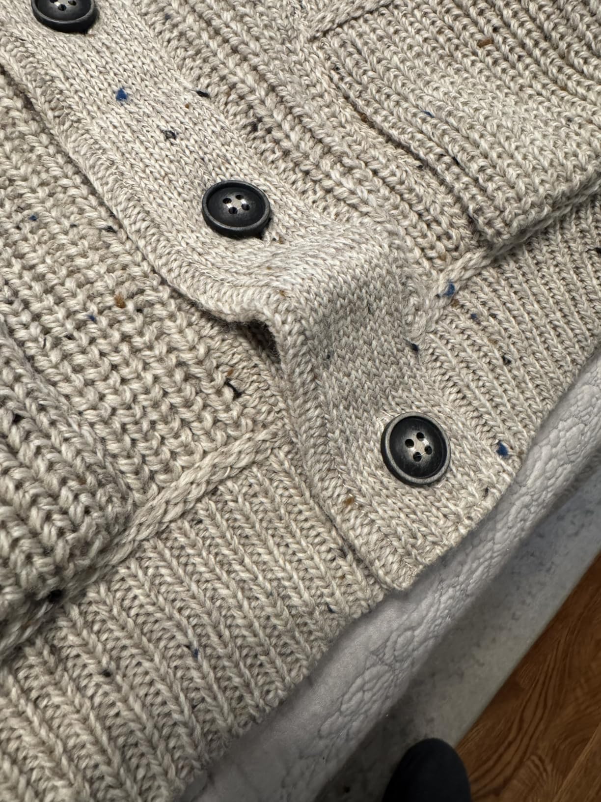 Aran Crafts Men's Irish Cable Knitted Ribbed Shawl Cardigan (100% Merino Wool) customer photo 2