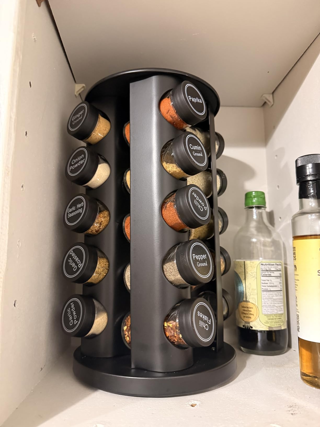 Revolving Spice Rack Set with 20 Spice Jars, Kitchen Spice Tower Organizer for Countertop or Cabinet -- Carousel Storage Includes 386 Spice Labels -- Desktop Rotating Seasoning Organizer customer photo 1