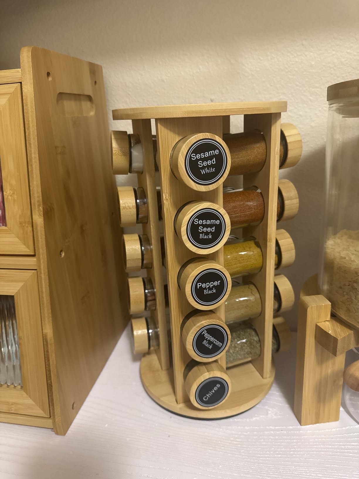 Revolving Spice Rack Set with 20 Spice Jars, Kitchen Spice Tower Organizer for Countertop or Cabinet -- Carousel Storage Includes 386 Spice Labels -- Desktop Rotating Seasoning Organizer customer photo 2