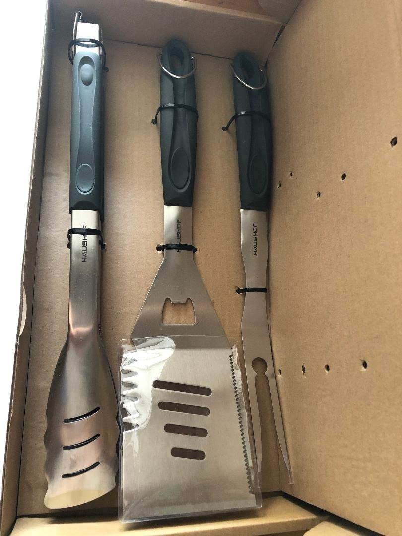 HAUSHOF Large Grill Accessories Heavy Duty BBQ Set Gifts for Men/Women - Premium Stainless Steel Spatula, Fork & Tongs, Barbecue Utensils Tool Kit Gift for Grilling Lover Outdoor customer photo 1
