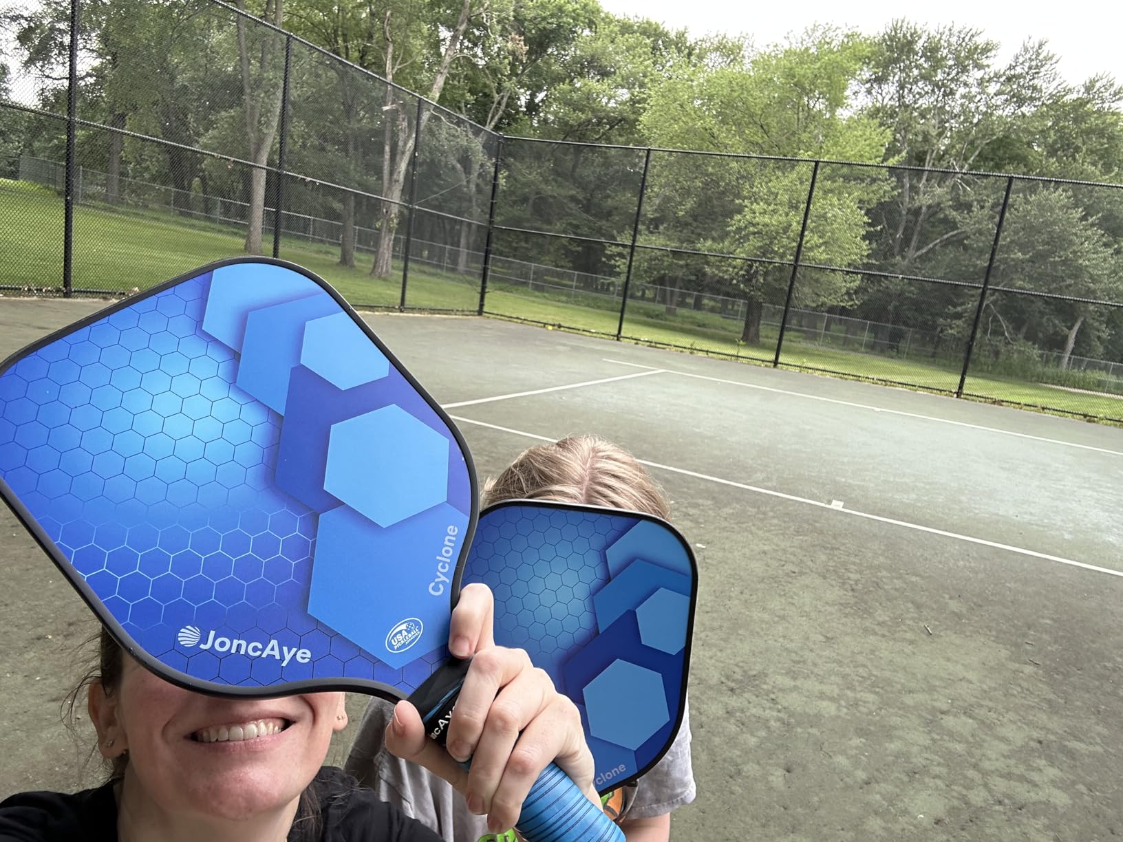 JoncAye Pickleball Paddles Set of 4 or 2 Fiberglass Rackets USAPA Approved | Lightweight Pickle Ball Equipment, 4 Outdoor Indoor Balls, Racquet Bag, Overgrip, for Beginner, Adults, Teens, Men, Women customer photo 1