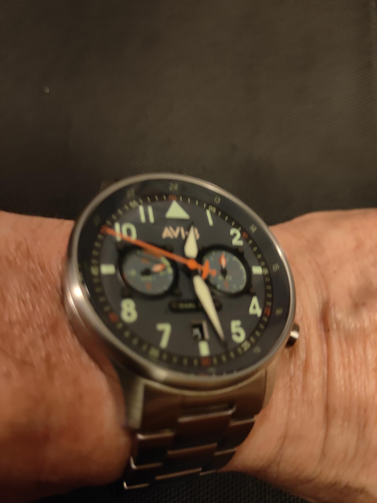 AVI-8 Hawker Hurricane Men's Pilot Watch - Dual Time Japanese Quartz, 43.5mm Stainless Steel, Leather or Stainless Steel Strap, AV-4088 customer photo 1