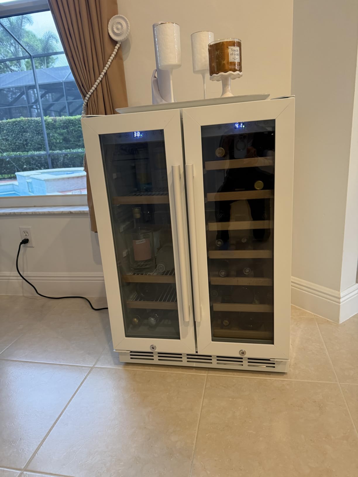 Wine and Beverage Refrigerator, 24 Inch Dual Zone Fridge with Glass Door, Built-In Cooler with Powerful and Quite Cool System/18 Bottles and 88 Cans Capacity Bverage Cooler customer photo 1