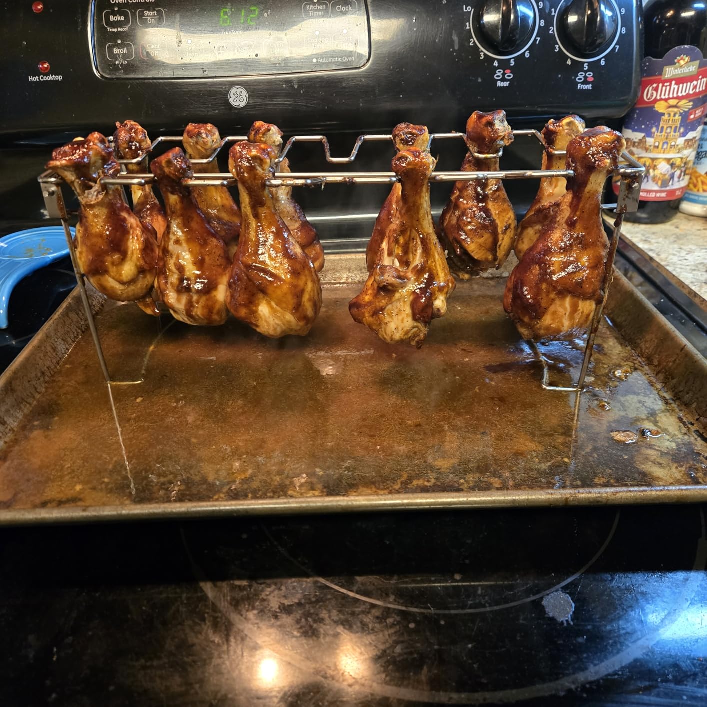 UNCO- Chicken Leg Rack for Grill with Drip Pan, 14 Slots Stainless Steel, Chicken Wing Rack for Smoker, Chicken Drumstick Rack, Chicken Stand for Smoker, Chicken Drumstick Holder, Grill Rack. customer photo 1