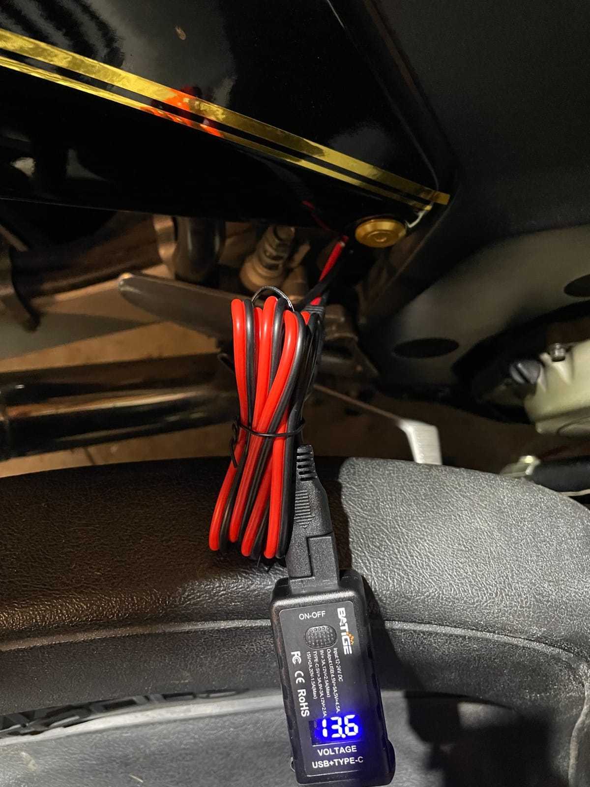 Motorcycle USB Charger SAE to USB Adapter Type C and USB 3.0 | Quick Charge, with Voltmeter, ON/Off Switch, 3.6FT SAE Extension Waterproof 3 Install Options for GPS Smartphone Camera customer photo 1