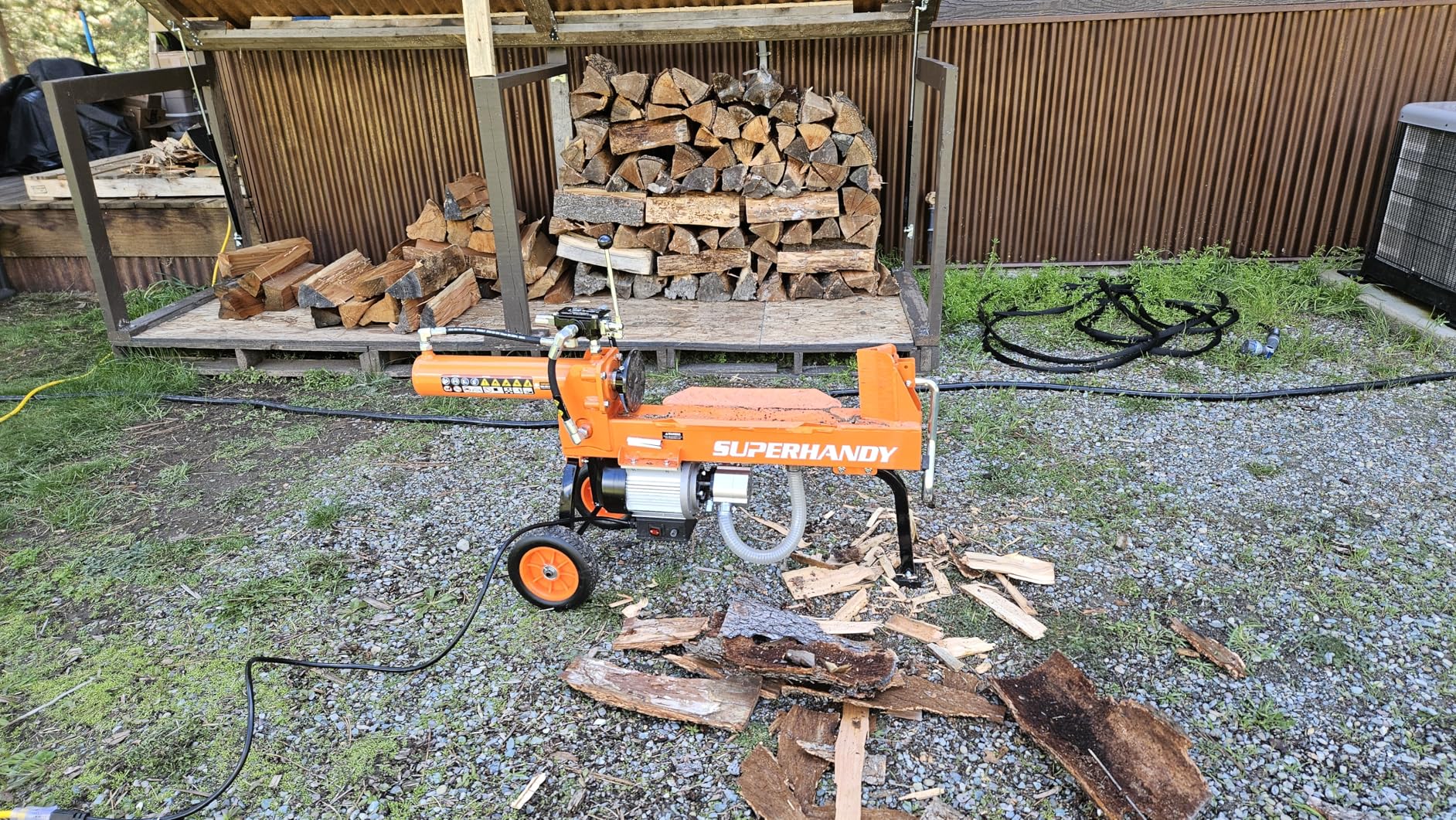 SuperHandy Hydraulic Log Splitter, 14 Ton, Portable Firewood Splitter | for firewood, cabins and seasonal wood prep; auto-return ram helps keep splitting cycles moving; Firewood Splitter; Wood Prep customer photo 2