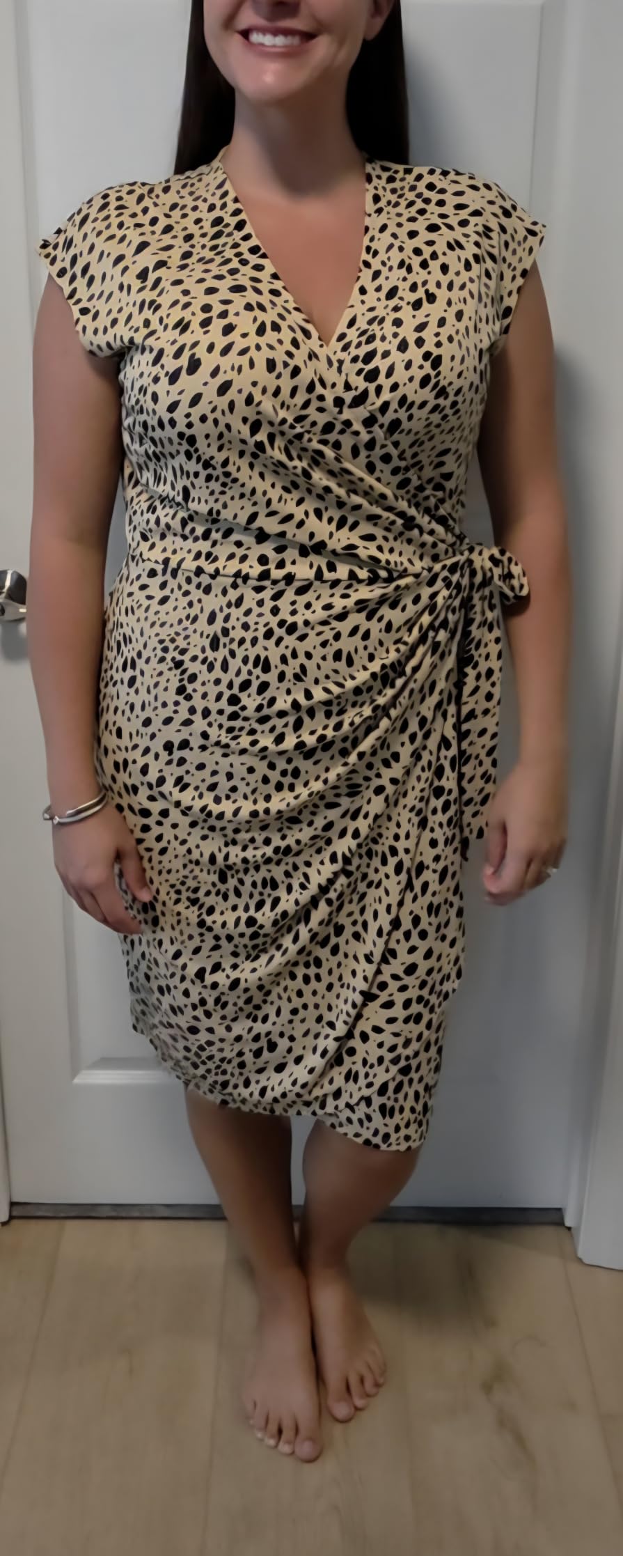 Amazon Essentials Women's Classic Cap Sleeve Wrap Dress with V Neck (Available in Plus Size) customer photo 2