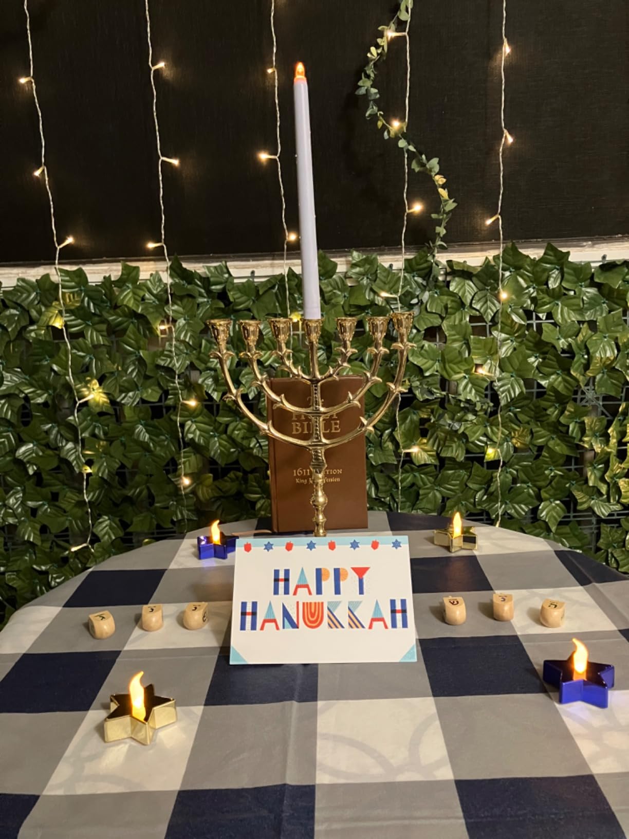 7 Branch, Salomons Menorah .Antique Replica Solid Brass/Copper 12