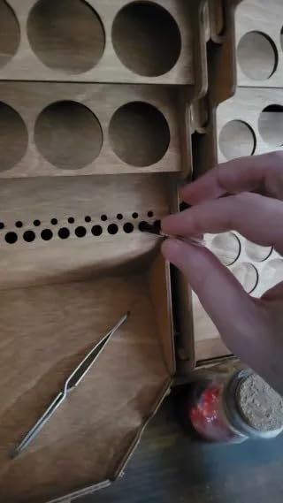 Plydolex Plywood Storage Rack - 105 Bottle Holes for 17 ml Vallejo Paints, 14 Paintbrush Slots, 6 Miniature Stands, 2 Drawers, a Shelf & a Brush Tray - Works for DnD, Warhammer 40K and Other Minis customer photo 1