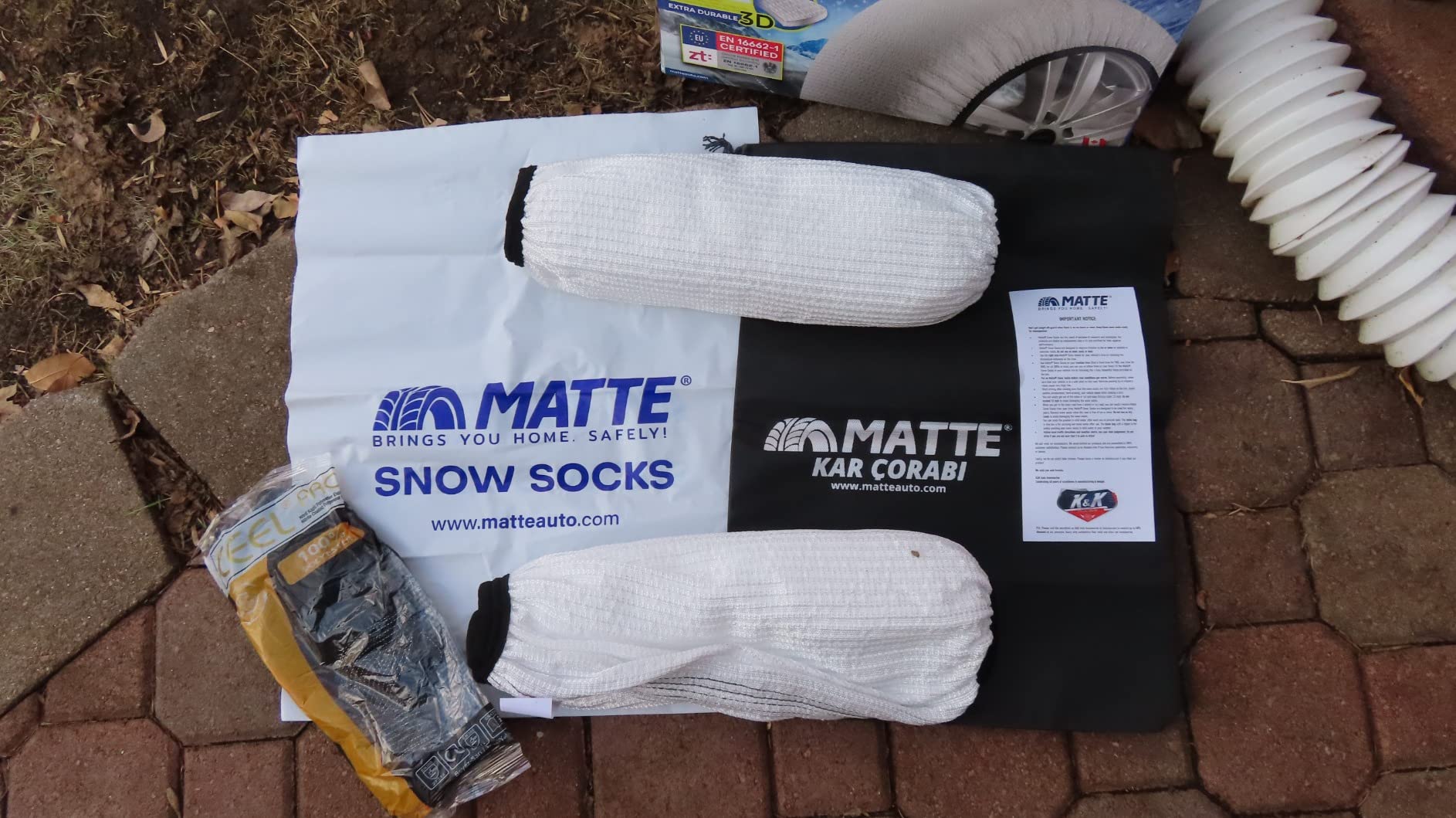 KNK Boutique Automotive Snow Socks for Tires - Eco Series for Efficient Grip Alternative for Tire Snow Chain - Snow Traction Device for Passenger Cars SUVs Trucks Winter Emergency Accessory (Large) customer photo 2