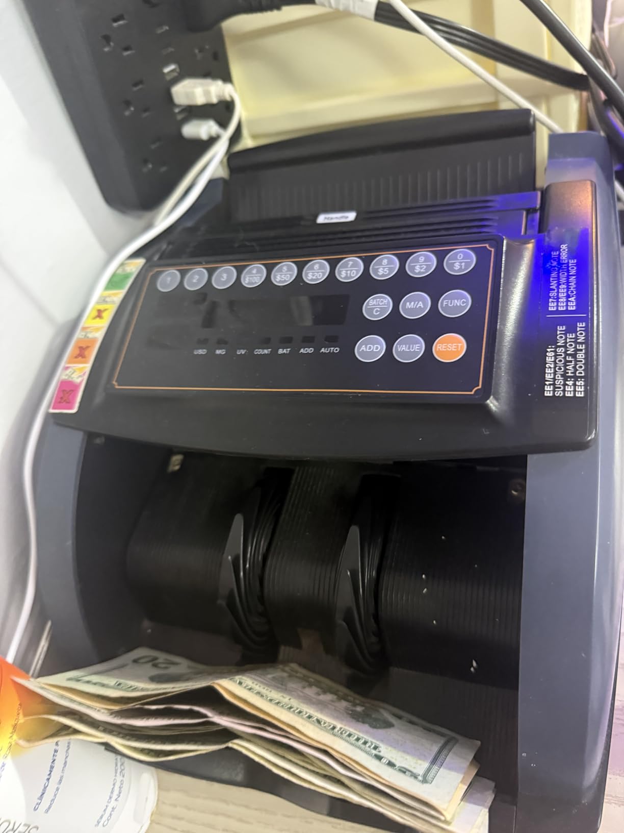 Aneken Money Counter with Value Count, UV/MG/IR/MT/DD Counterfeit Bill Detection for USD EUR with Count/Add/Batch/Auto/Manual Modes, Cash Counter with External LCD Display for Small Business & Office customer photo 1