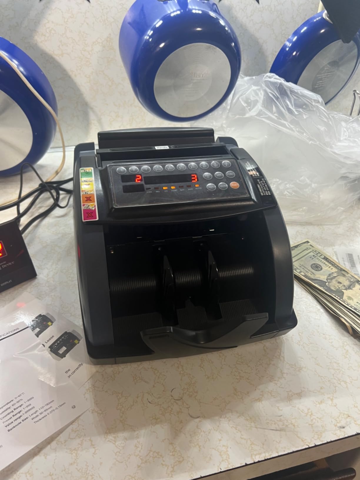 Aneken Money Counter with Value Count, UV/MG/IR/MT/DD Counterfeit Bill Detection for USD EUR with Count/Add/Batch/Auto/Manual Modes, Cash Counter with External LCD Display for Small Business & Office customer photo 2