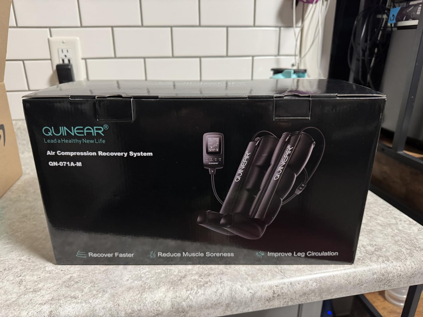QUINEAR Leg Recovery Compression System for Athlete Post Workout, Professional Sequential Device (Medium) customer photo 1