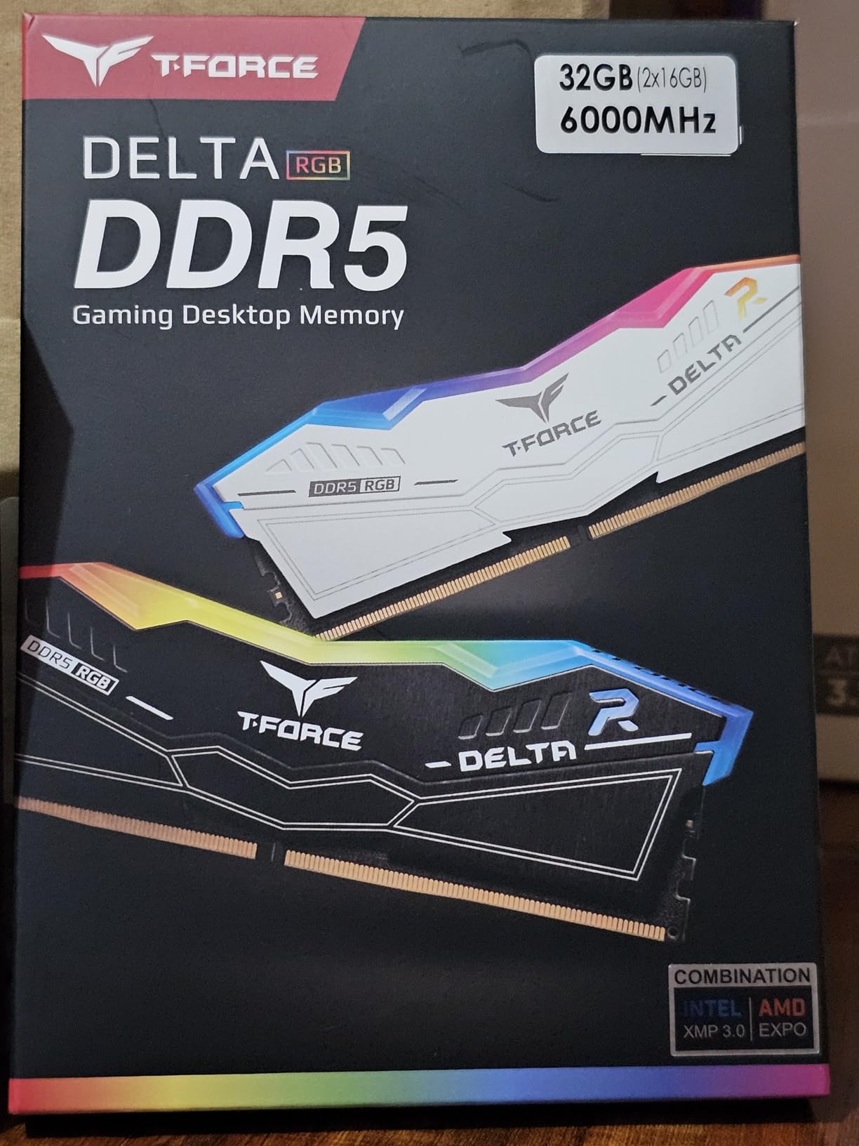 T-Force Delta RGB DDR5 Ram 32GB (2x16GB) 6000MHz PC5-48000 CL38 Intel XMP 3.0 & AMD Expo Compatible Desktop Memory Module Ram Black customer photo 1