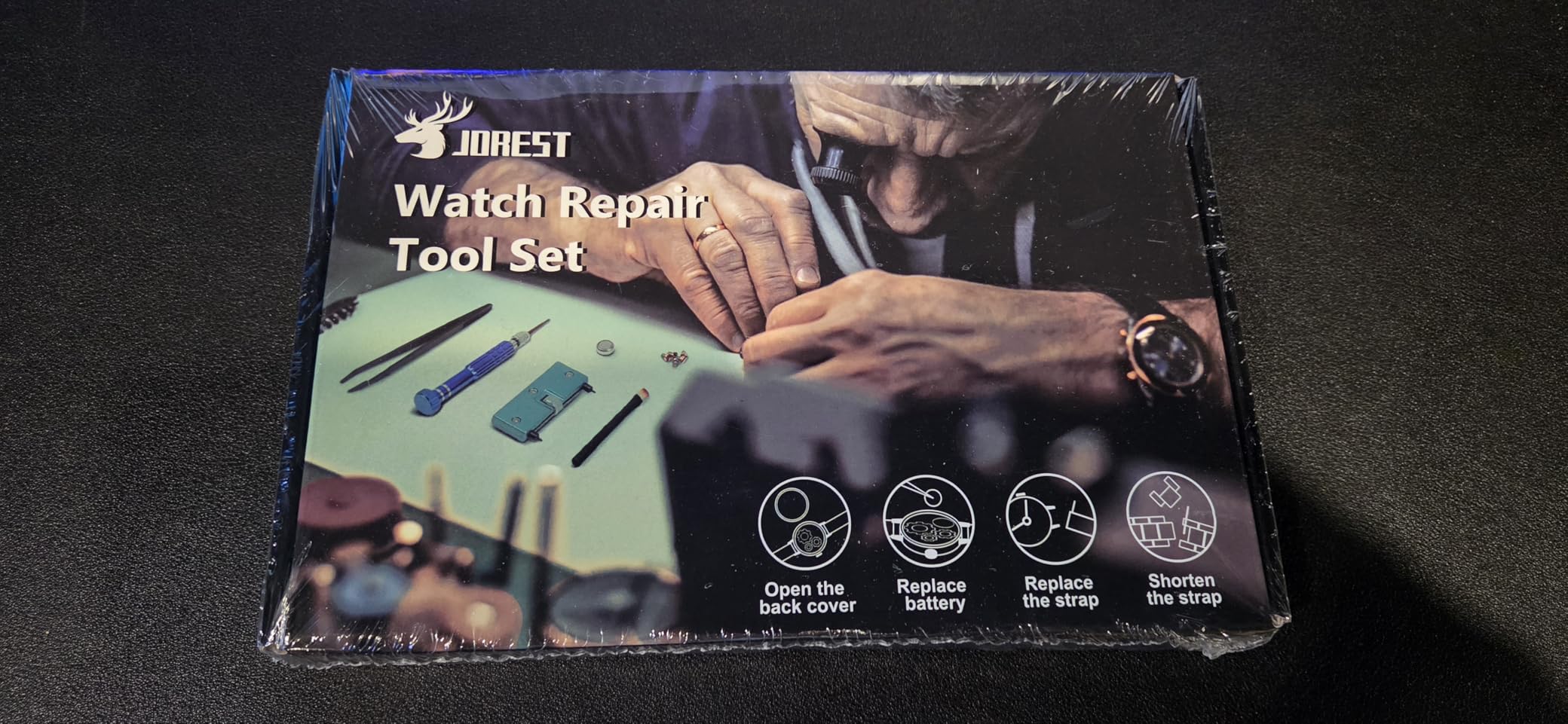 JOREST Watch Repair Kit for Battery Replacement & Link Removal, Resizing & Opener, Watch Repair and Cleaning Screwdriver Set, Wrench Back Remover, Spring Bar Tool customer photo 1