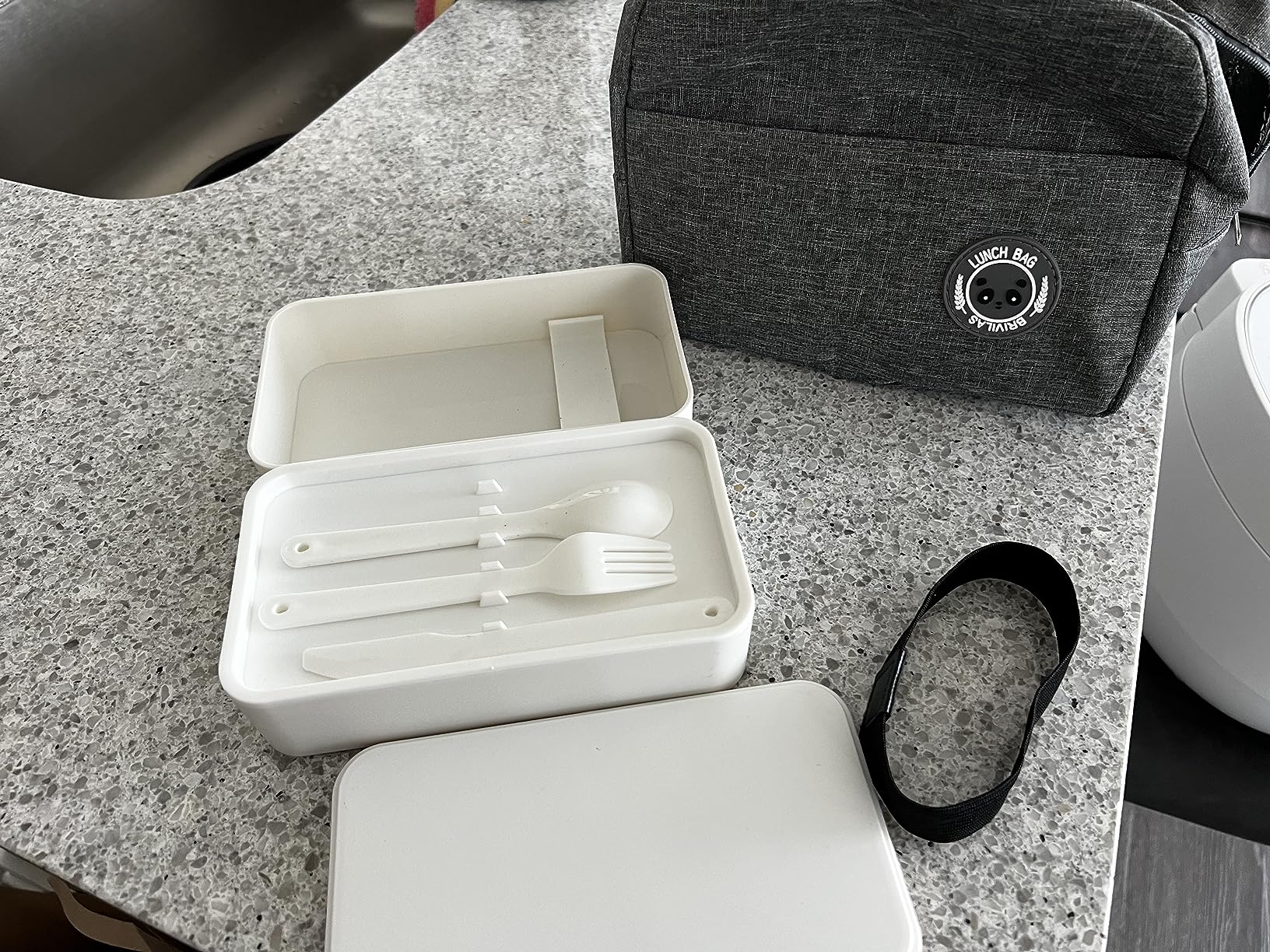 Japanese Bamboo Bento Box with Compartments and Utensils Stackable Lunch Box Includes Lunch Bag for Meal Prep Black customer photo 1