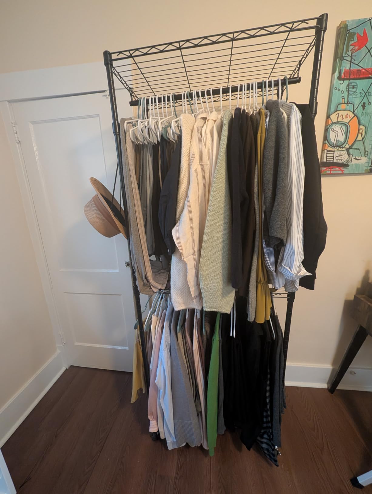 VIPEK R2 Plus Heavy Duty Rolling Garment Rack 3 Tiers Adjustable Wire Shelving Clothes Rack with Double Rods and Side Hooks, Freestanding Wardrobe Storage Rack Metal Clothing Rack, Black customer photo 1