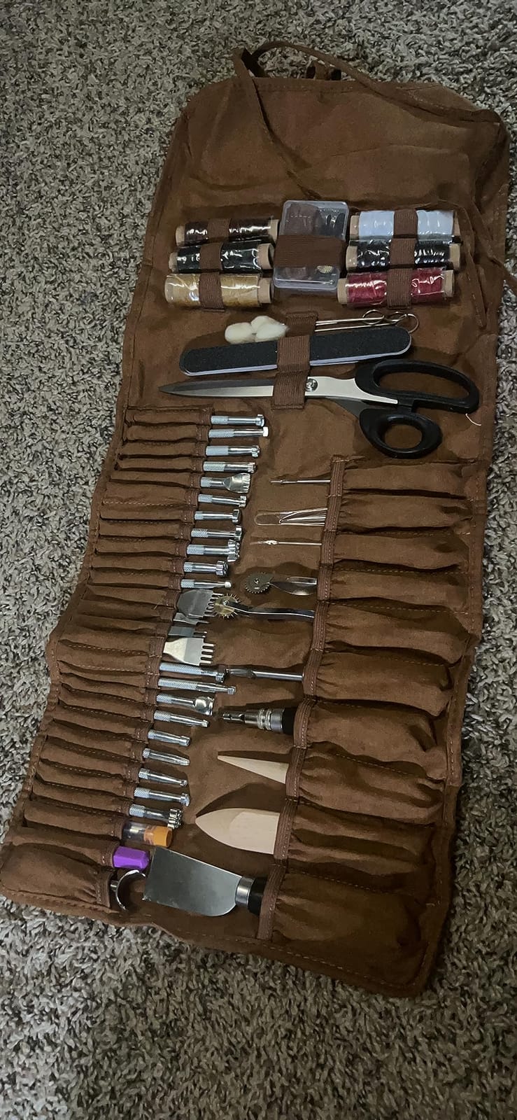 TLKKUE Leather Working Tools Leather Craft Tools for Carving Stamping | Sewing Punching Cutting with Custom Storage Bag Professional Tooling Kit for Crafting, Repair & DIY Projects customer photo 1