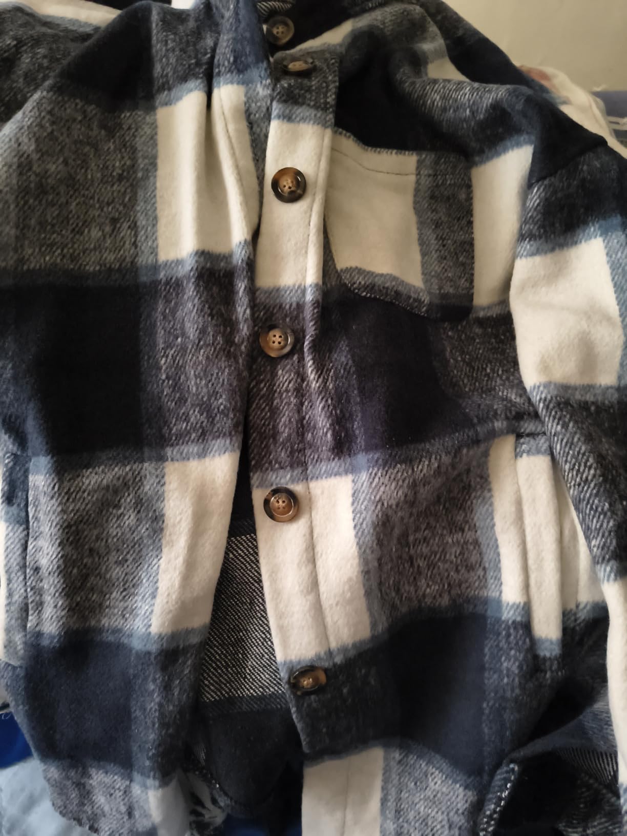 Women's Shacket Jacket Plaid Button Down Shirt | Long sleeve, Button down, Pocketed, Warm feel, Fashion coats, Brushed, Jacket shirt, Fall jacket customer photo 1