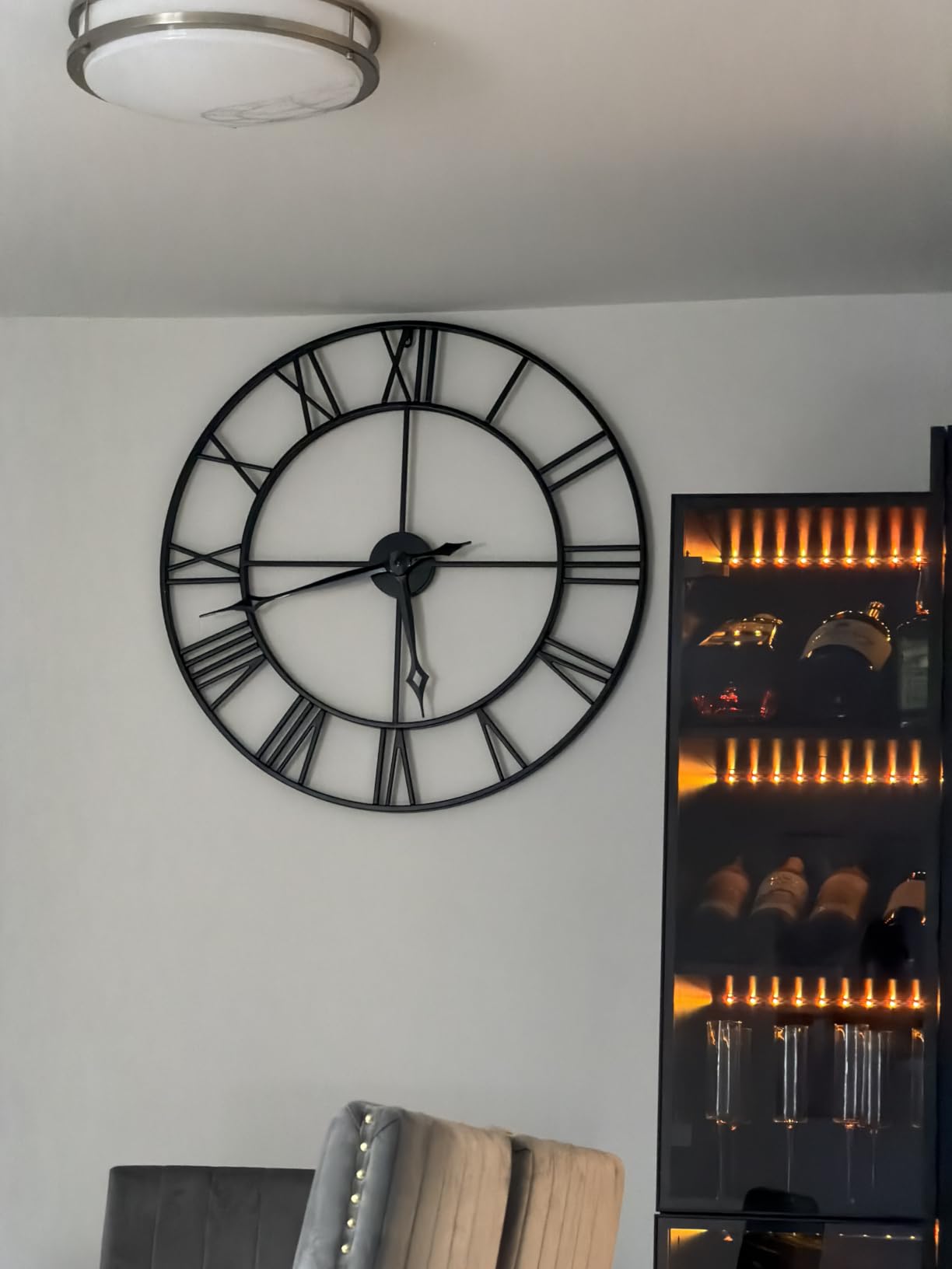 CLXEAST Large 30 Inch Wall Clocks for Living Room Decor,Black Roman Numeral | Battery Operated,Oversized Big Metal Wall Clock for Dinning Room,Entryway,Home Office & Fireplace Decor customer photo 2