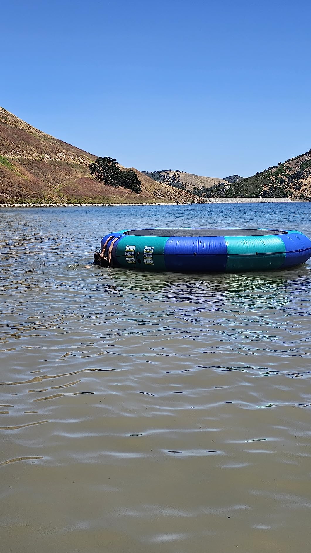 Goplus Inflatable Water Trampoline, 10FT/12FT/15FT Recreational Water Bouncer w/Electric Inflator, Rope Ladder, Mooring Ropes, Anchor, Adults Youth Bounce Swim Platform for Lakes, Pools customer photo 1