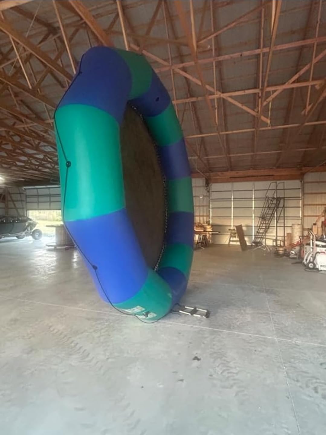 Goplus Inflatable Water Trampoline, 10FT/12FT/15FT Recreational Water Bouncer w/Electric Inflator, Rope Ladder, Mooring Ropes, Anchor, Adults Youth Bounce Swim Platform for Lakes, Pools customer photo 2