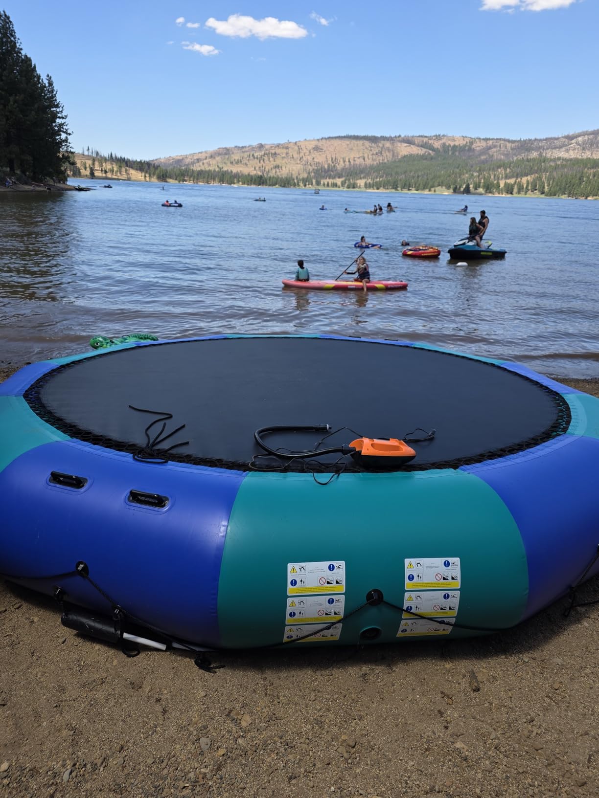 Goplus Inflatable Water Trampoline, 10FT/12FT/15FT Recreational Water Bouncer w/Electric Inflator, Rope Ladder, Mooring Ropes, Anchor, Adults Youth Bounce Swim Platform for Lakes, Pools customer photo 1