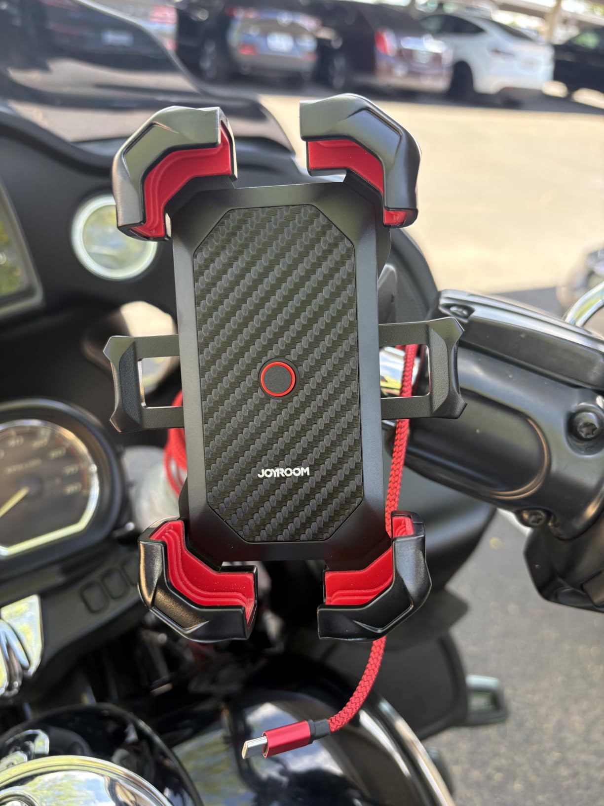 JOYROOM Motorcycle Phone Mount, [1s Auto Lock][100mph Military Anti-Shake] Bike Phone Holder for Bicycle, [10s Quick Install] Handlebar Phone Mount, Compatible with iPhone, Samsung, All Cell Phone customer photo 2