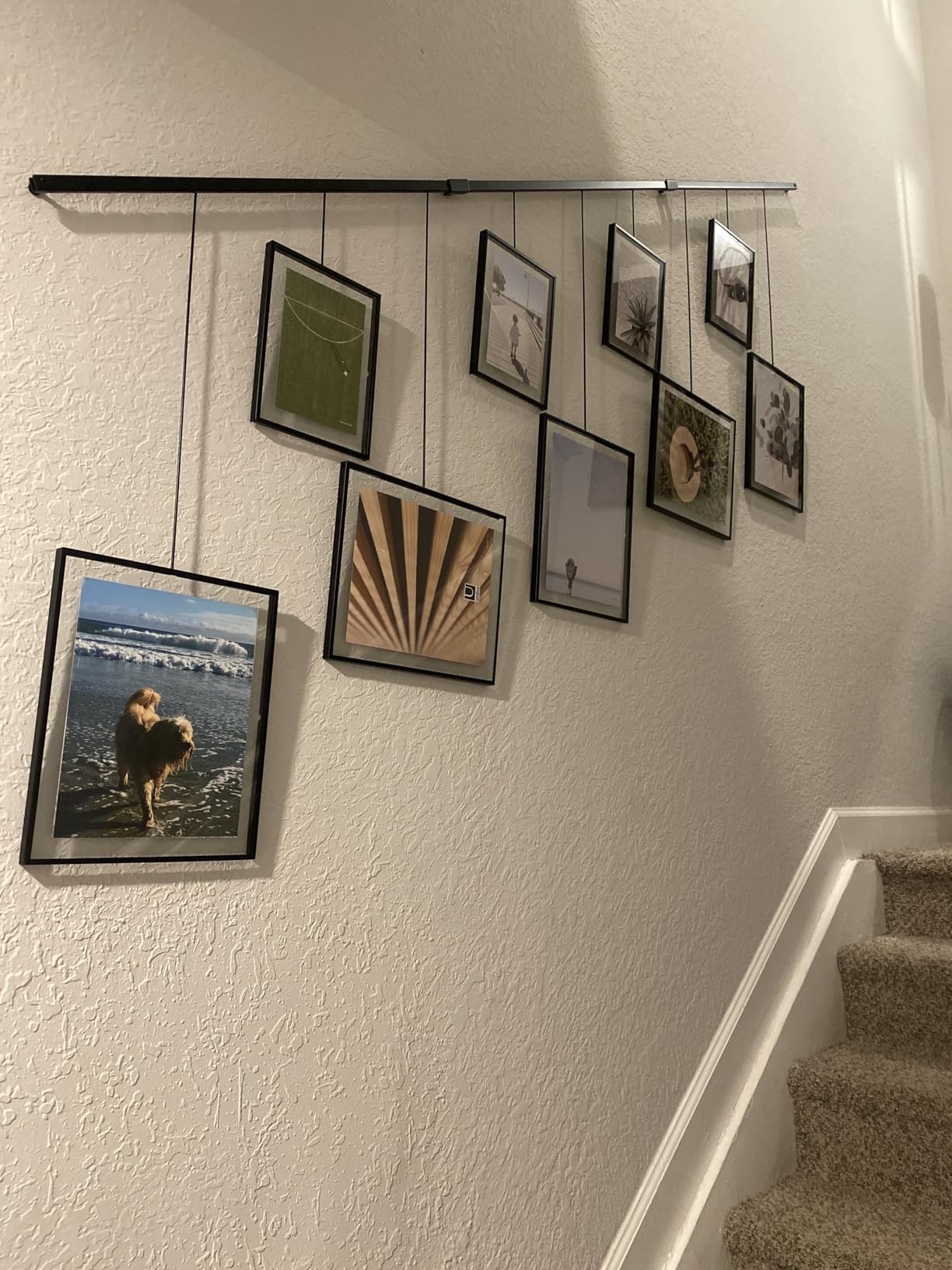 Umbra Exhibit Gallery Picture Frames, Adjustable Wall, Set of 9, Black | Steel, movable hanging rods, holds 8x10 and 5x7 sizes, mounting hardware included customer photo 1
