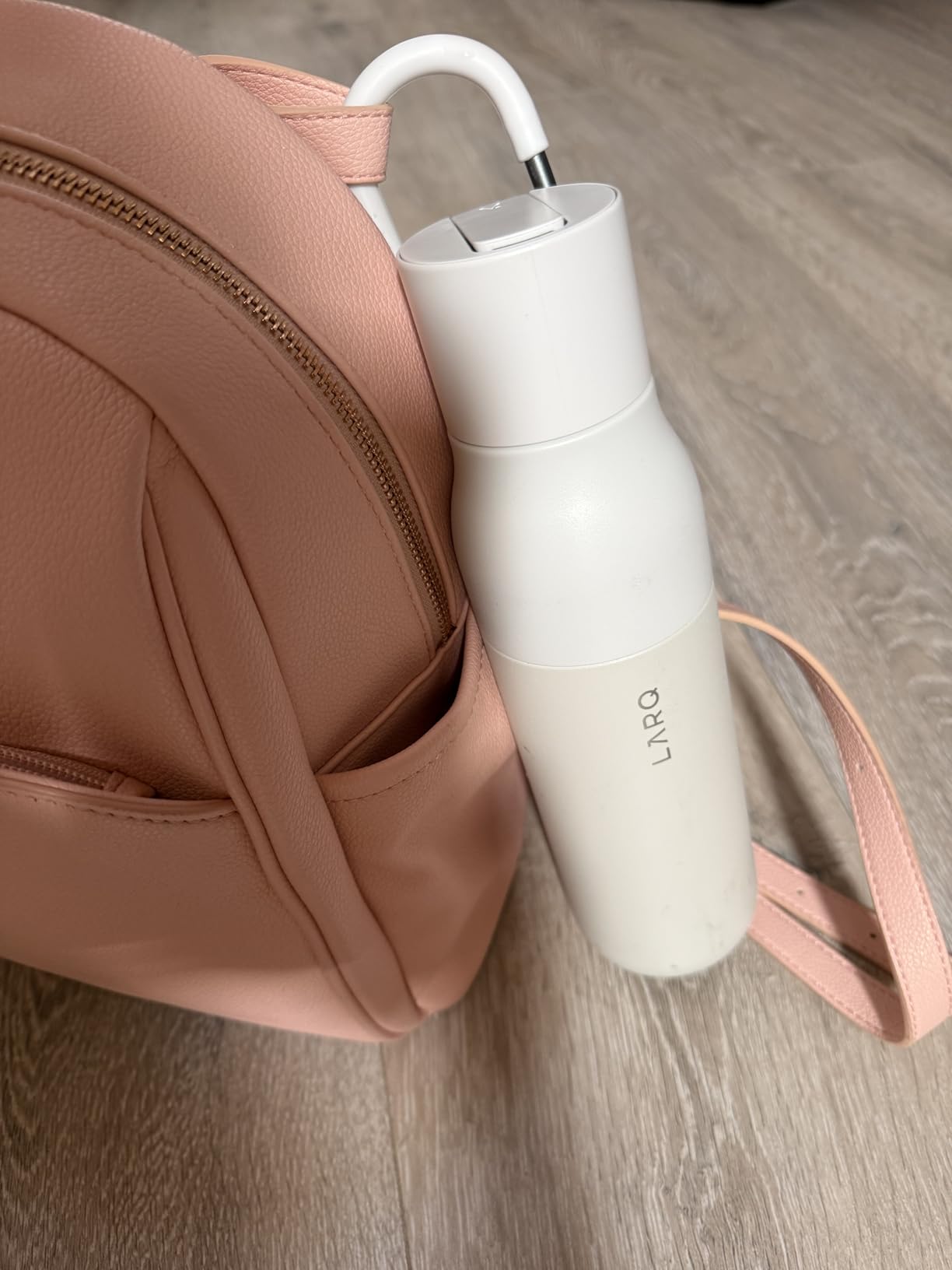 LARQ Bottle Filtered - Insulated Stainless Steel Water Bottle with Filter Straw, Removes Chlorine, PFAS Lead, BPA-Free Leak Proof Flip Top, 24h Cold for Travel Gym Office, 17 oz, Granite White customer photo 1
