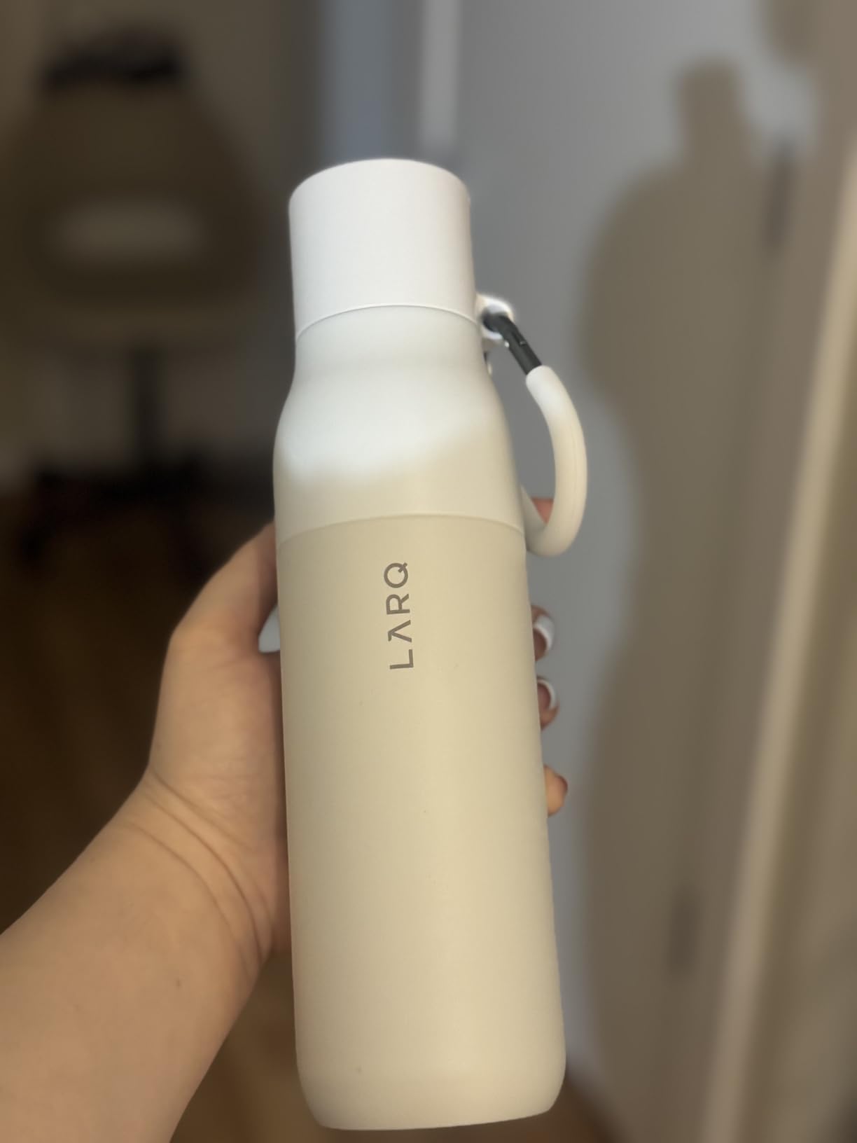 LARQ Bottle Filtered - Insulated Stainless Steel Water Bottle with Filter Straw, Removes Chlorine, PFAS Lead, BPA-Free Leak Proof Flip Top, 24h Cold for Travel Gym Office, 17 oz, Granite White customer photo 2