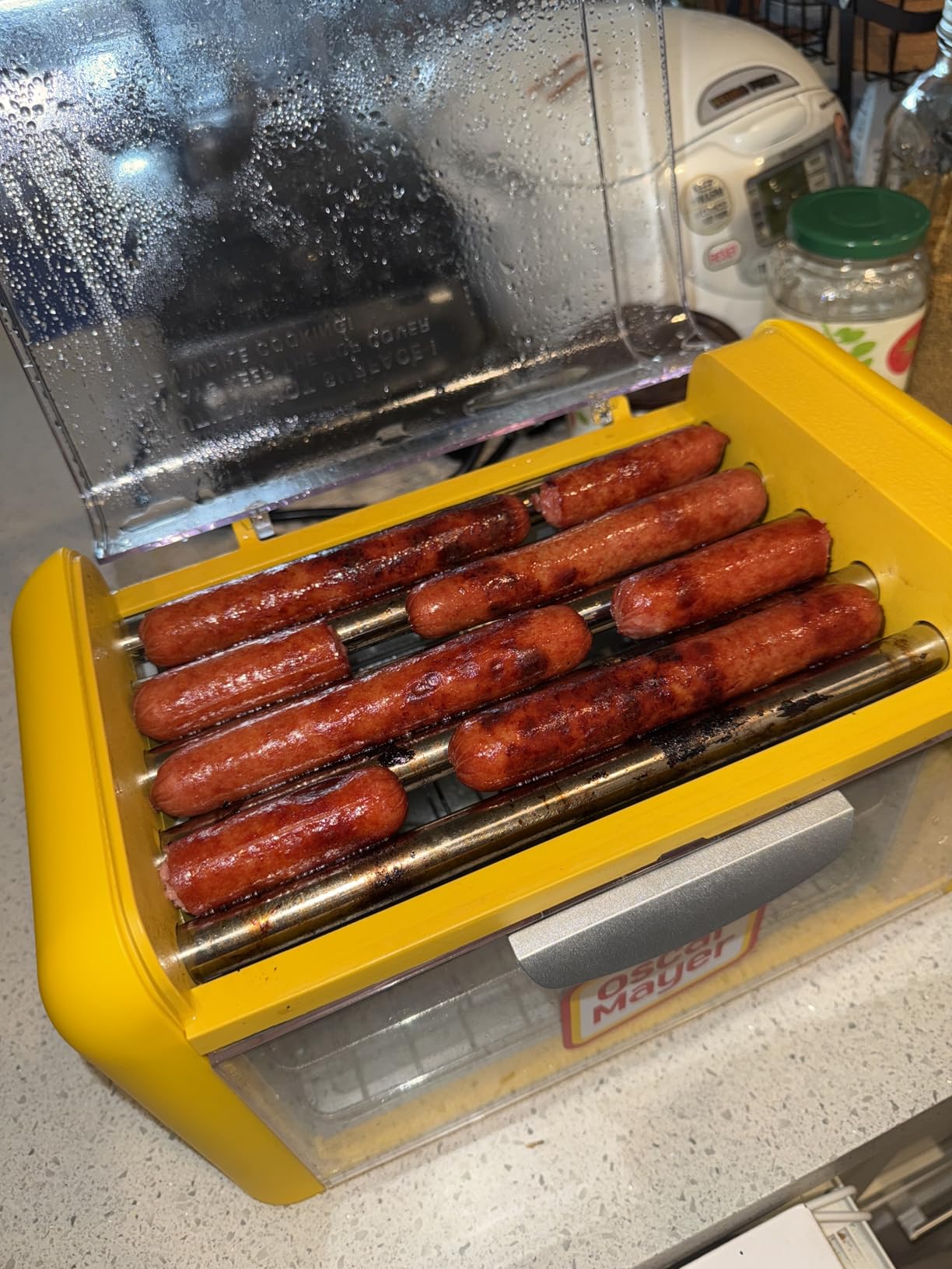 Nostalgia Oscar Mayer Extra Large 8 Hot Dog Roller & Bun Toaster Oven - Stainless Steel Grill Rollers for Veggie Sausages & Brats - Multi-Use Warming Oven with Adjustable Timer for Parties - Yellow customer photo 1