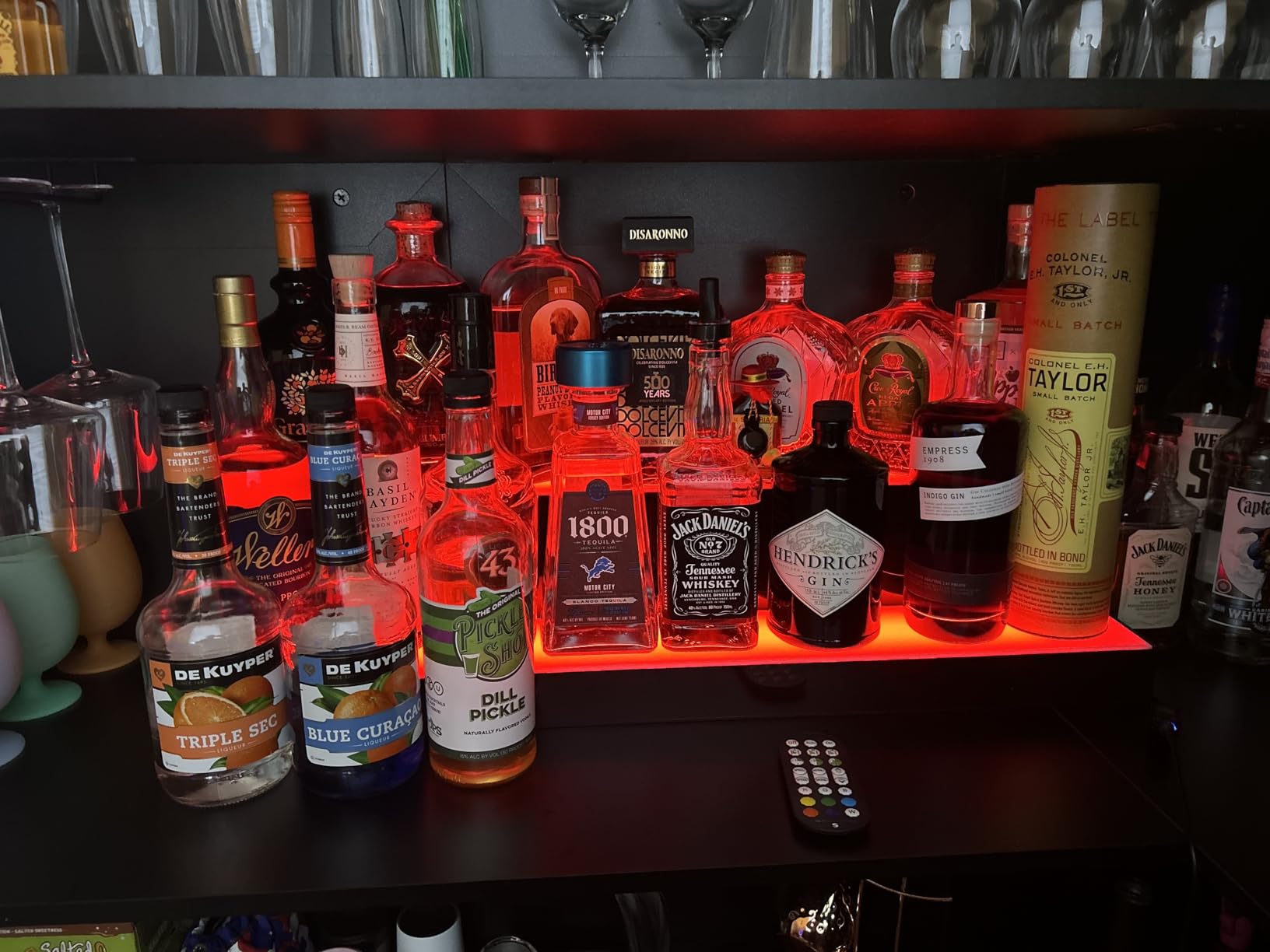 MESAlLUP 40 Inch 3 Tier Lighted Liquor Bottle Display Shelf, LED Bar Shelves with APP or Remote Control, Multi Color Lighting for Home Mini Bars Decor, Restaurants & Party Use, Acrylic Stand customer photo 1