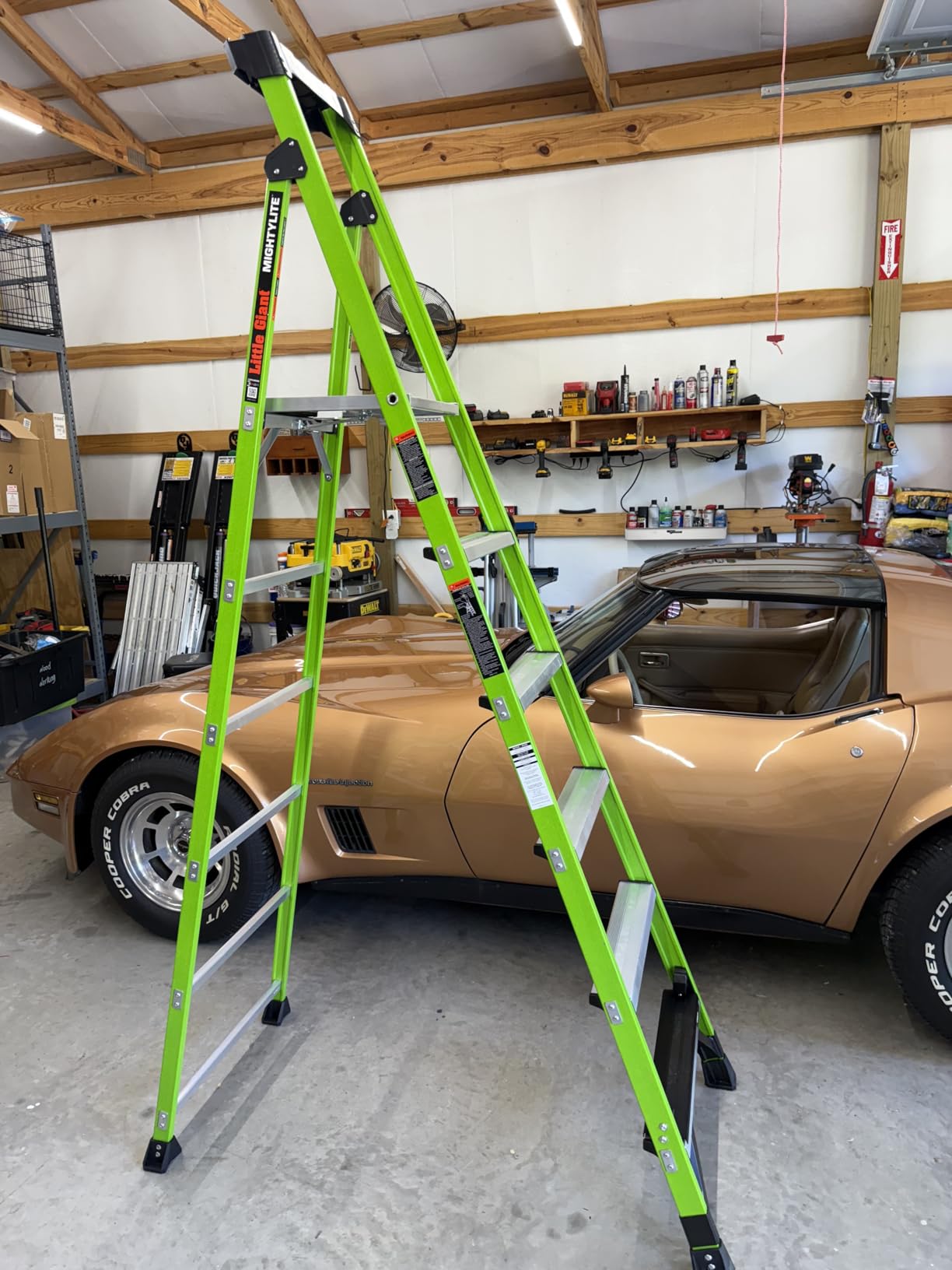 Little Giant MightyLite 8 ft Fiberglass Stepladder, Ground Cue, 15408-001 | Lightweight Slim-Profile Ladder, Full-Size Standing Platform, Wide Anti-Slip Steps, Tool Top Cap, 375 lbs. Weight Rating customer photo 1