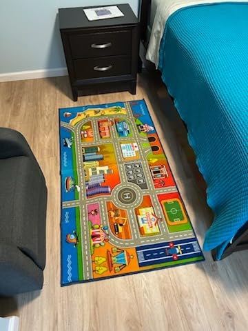 Booooom Jackson Classroom Rug - 7'6''x13' Rainbow Preschool Classroom Carpet with Seating Squares, Non-Slip & No-Trip Edges, Vibrant Colors for Kids Playroom Floor Mat customer photo 2