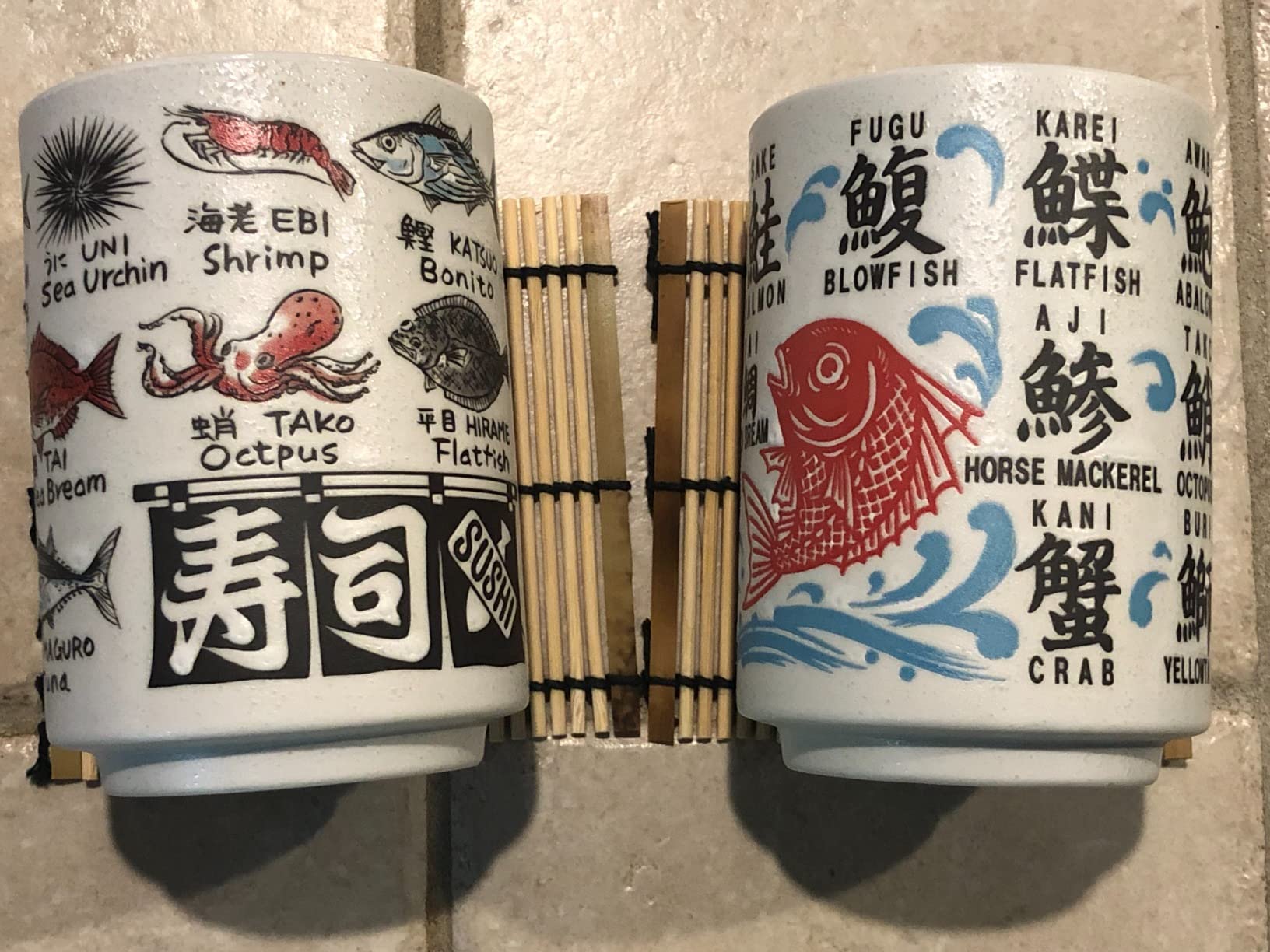 Japanese Tea Cups Sushi-Yunomi Mino Ware With Bamboo Coaster (Set of 2) (Mt. Fuji) customer photo 2