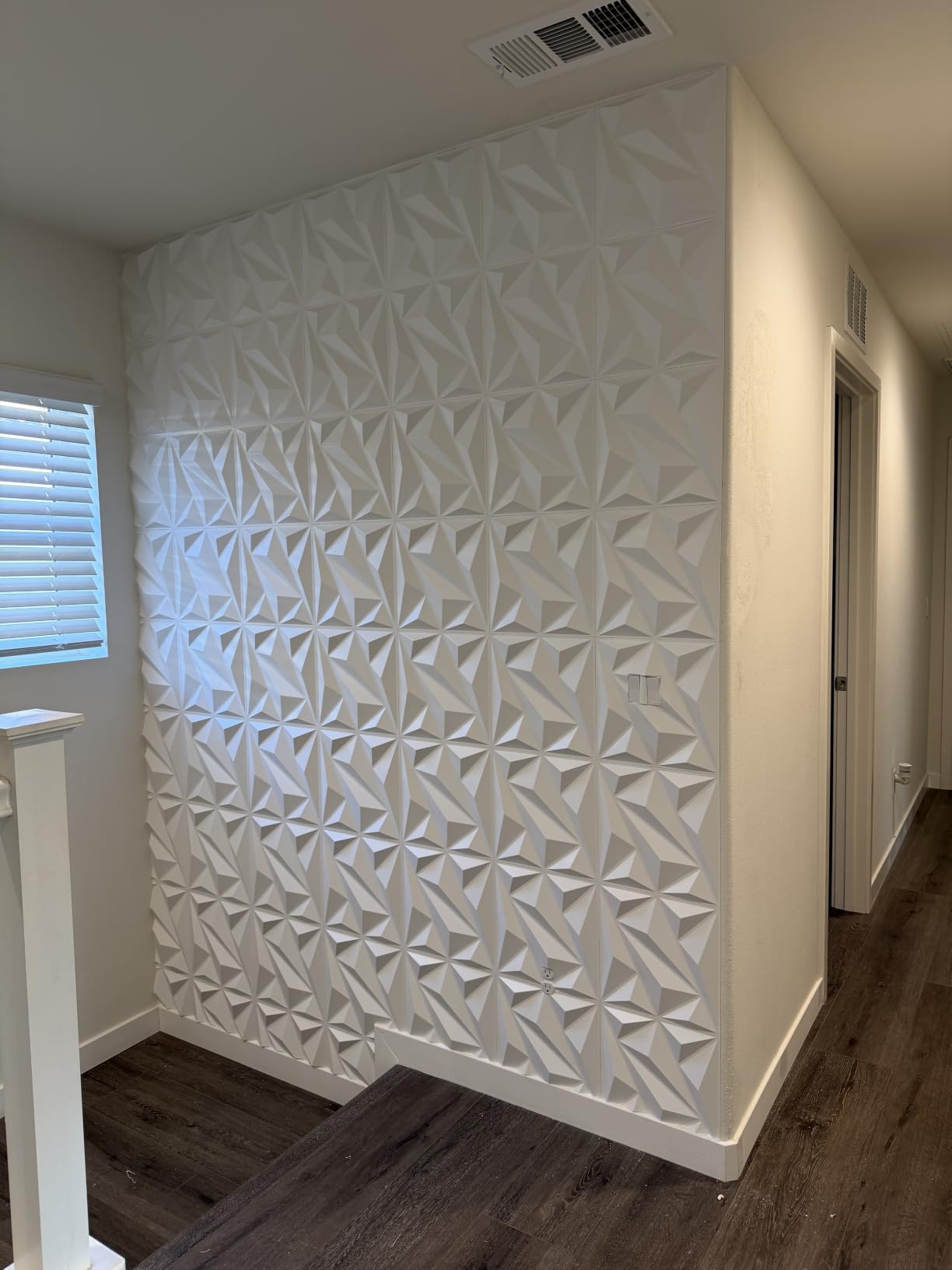 Art3dwallpanels 33 Pack 3D Wall Panel Diamond for Interior Wall Décor, PVC Flower Textured Wall Panels for Living Room Lobby Bedroom Hotel Office, Black, 12''x12'' Cover 32.Sq.Ft. customer photo 1