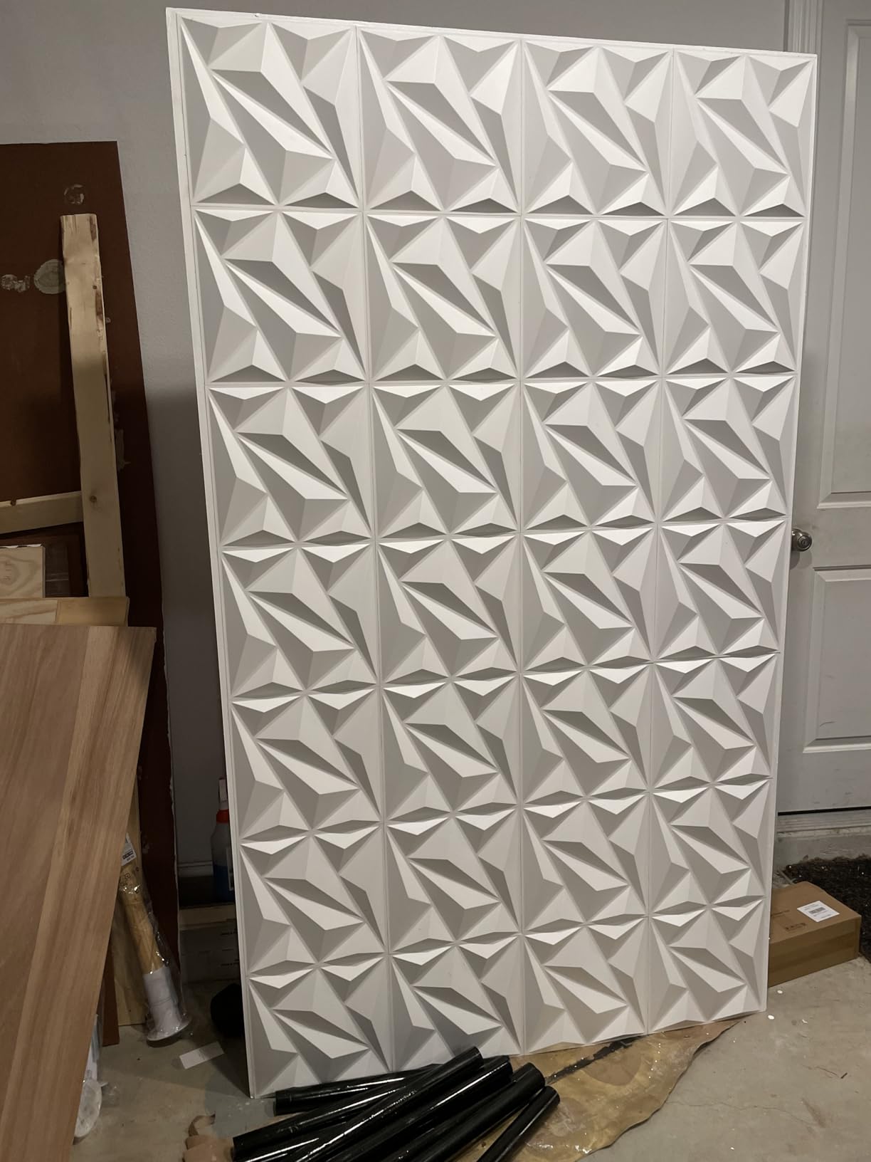 Art3dwallpanels 33 Pack 3D Wall Panel Diamond for Interior Wall Décor, PVC Flower Textured Wall Panels for Living Room Lobby Bedroom Hotel Office, Black, 12''x12'' Cover 32.Sq.Ft. customer photo 2