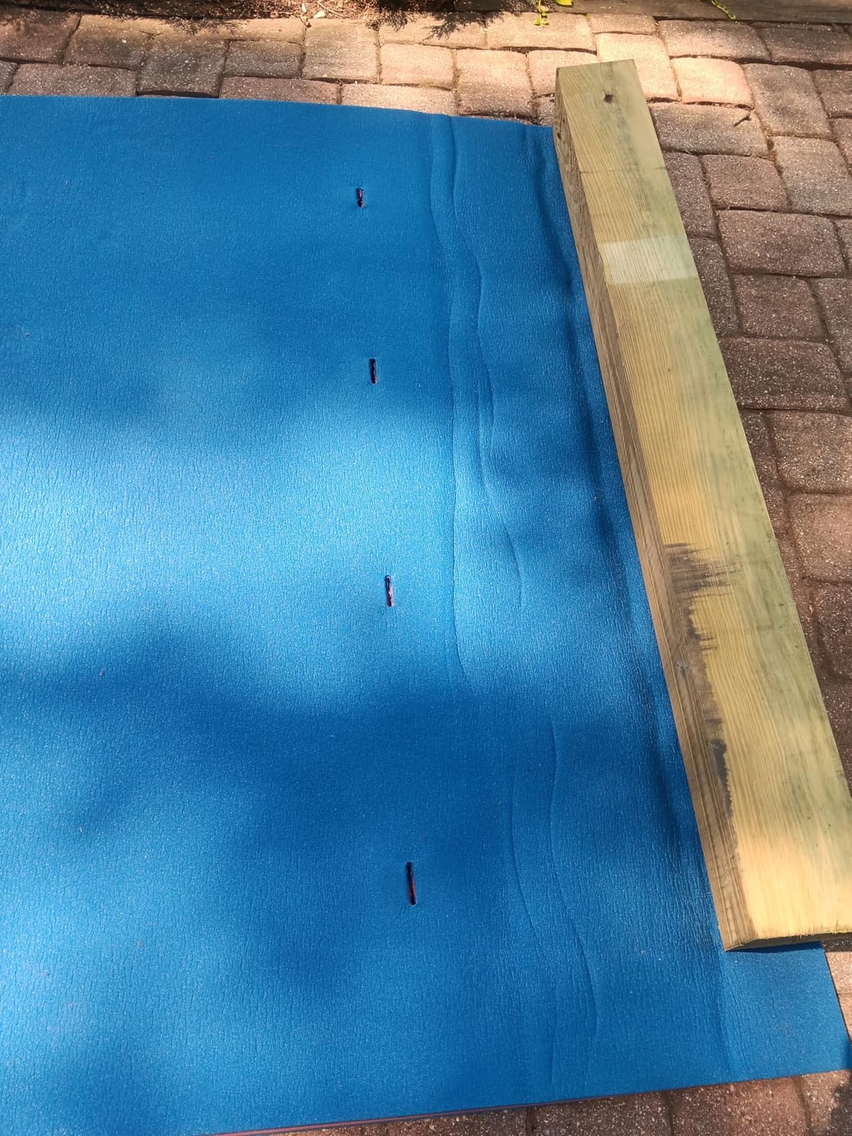 Max4out Water Floating Mat 9/12/18 FT Foam Lake Floats Floating Foam Pad Lily Pad for Water Recreation and Relaxing Lily Mat for Family Floating Pad for Pets Pool Float for Party (Blue/Yellow) customer photo 1