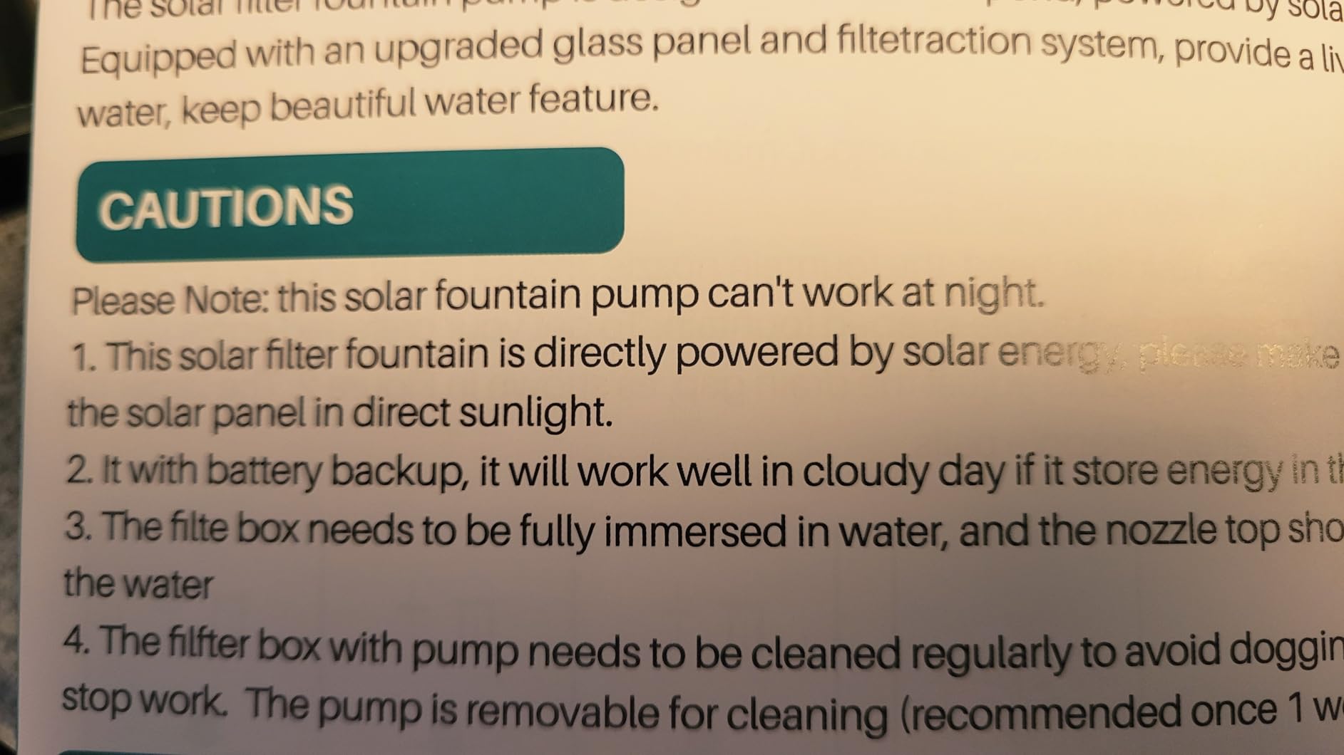 Biling Solar Pond Filter for Small Pond, 8W Solar Water Fountain with 3600mAh Battery, Clean Water Creat Water Features for Outdoor Pond Water Feature, Work Stable in Daytime customer photo 1
