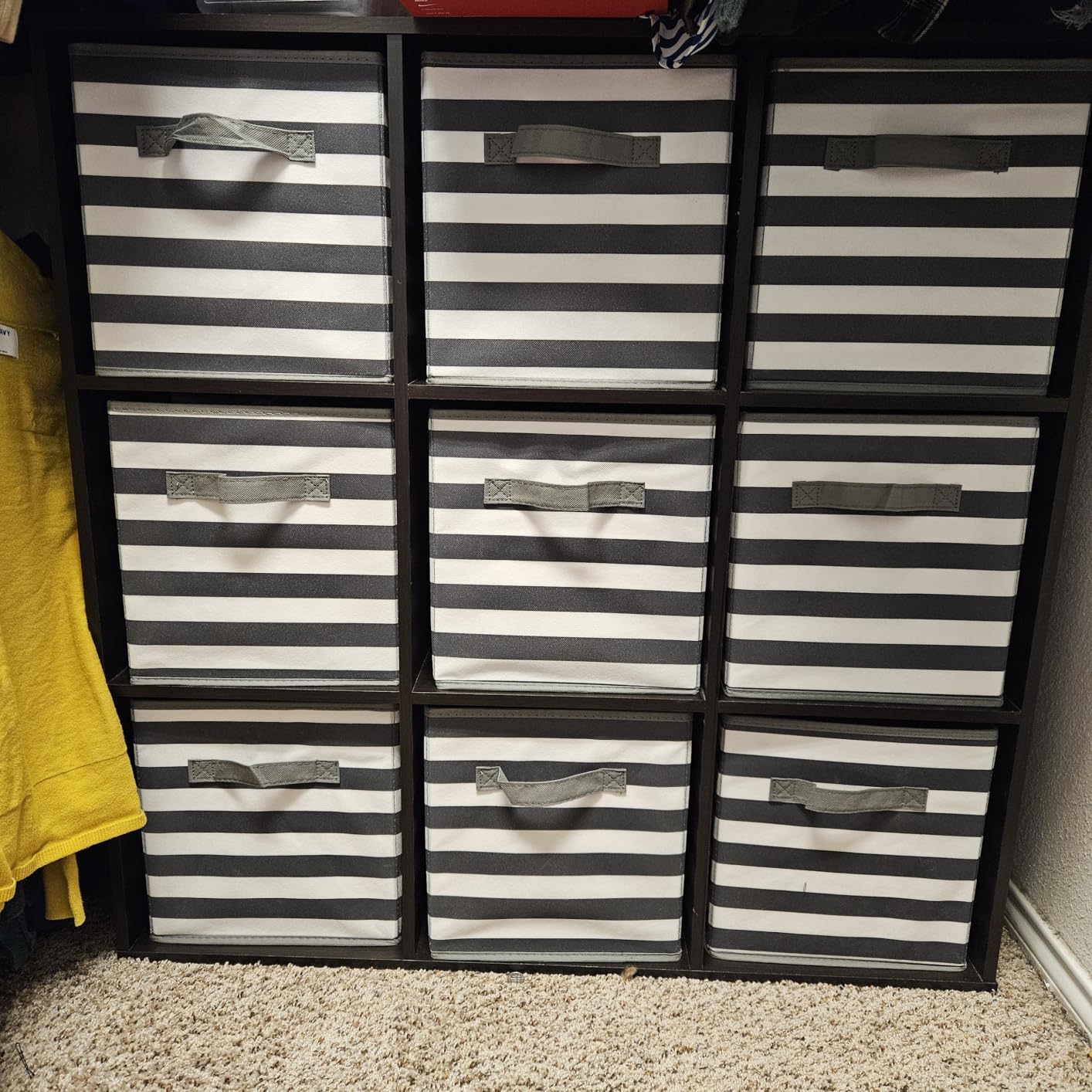 Amazon Basics Collapsible Fabric Storage Cubes Organizer with Handles, Sturdy Storage Bins, White, 10.5-x-10.5-x-11-inch, 6-Pack customer photo 1