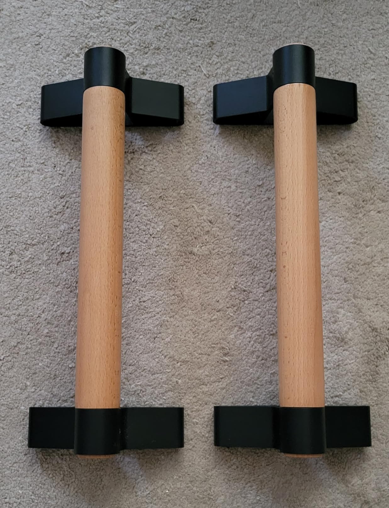 SELEWARE Wood push up bars Parallettes bars Anti-slip Handstand Bars for Calisthenics, Fitness, Floor workouts Solid Wood with Sturdy Metal Bracket, Support 600 lbs customer photo 1