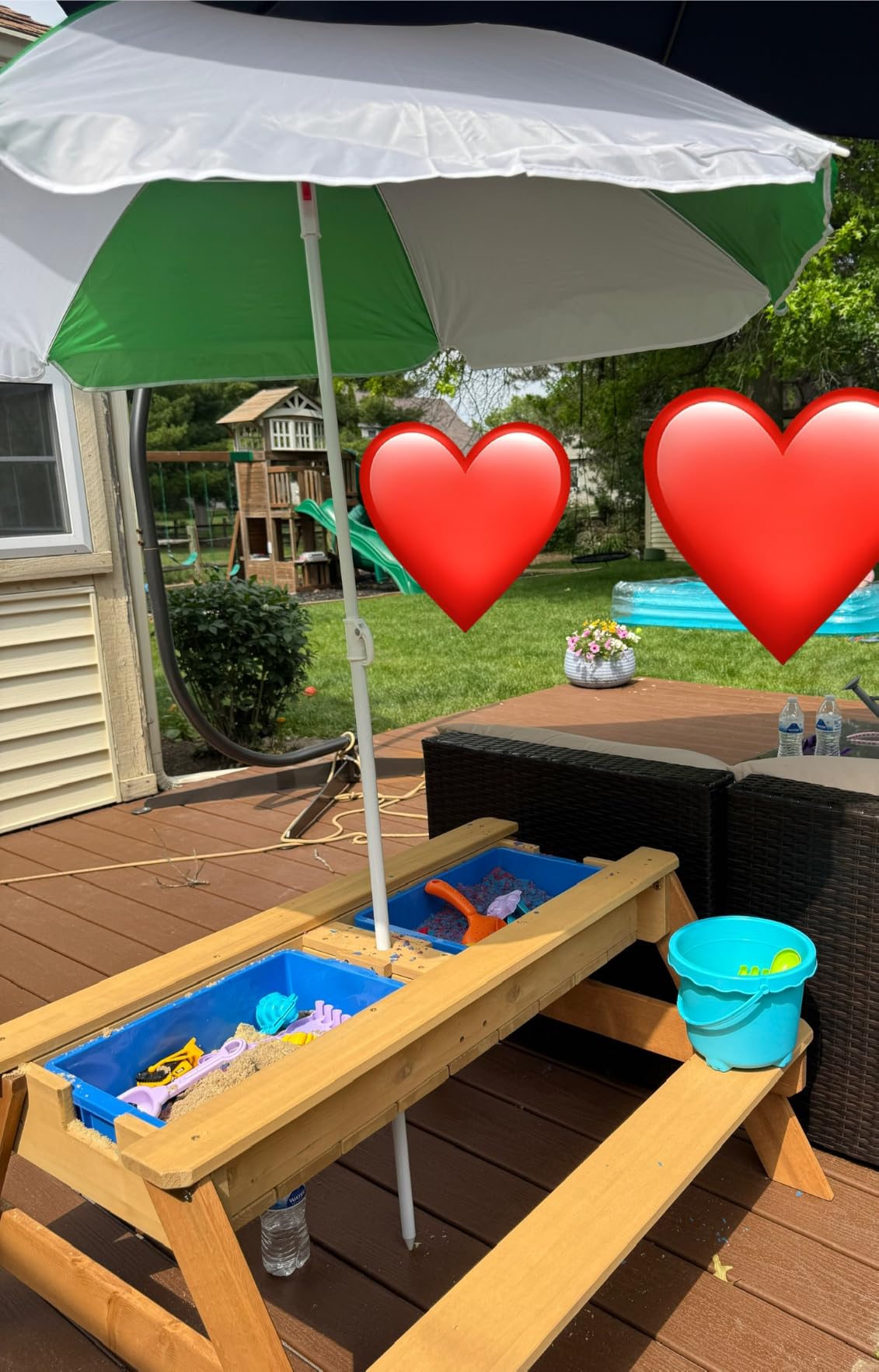 Best Choice Products Kids Picnic Table with Umbrella, 3-in-1 Sand & Water Table, Outdoor Convertible Picnic Table for Toddlers, Seats 4, Removable Top, 2 Buckets - Navy customer photo 1