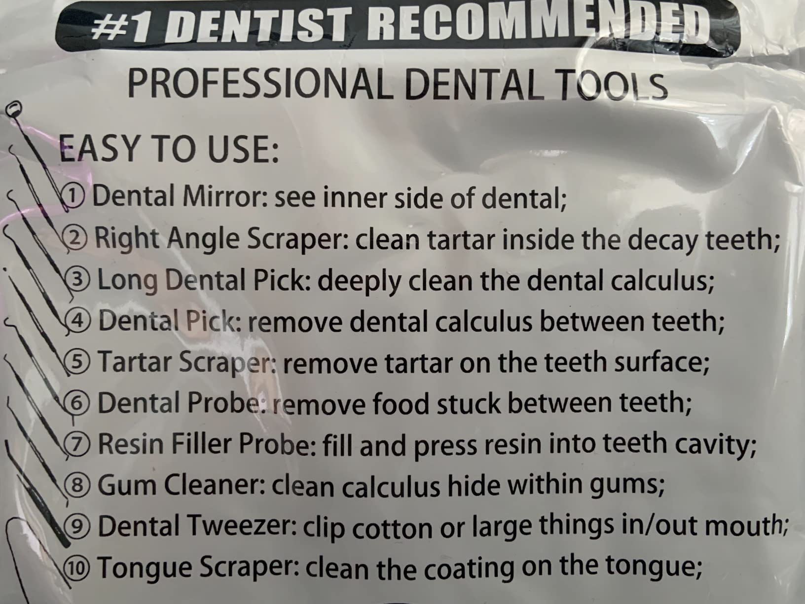 Dental Kit Tools, 10 Pack Stainless Steel Plaque Remover, Dental Tools to Remove Plaque and Tartar, Oral Care Kit with Plaque Cleaner, Tartar Pick, Tooth & Tongue Scraper for Dentist, Personal, Family customer photo 2