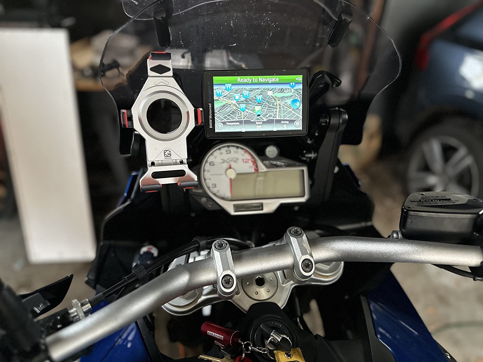 BRCOVAN Anti-Theft Aluminum Alloy Motorcycle Phone Mount Holder | with Vibration Dampener & Secure Lock, Adjustable Handlebar Cellphone Cradle for Bike Scooter ATV, Fit 4.7-7.2'' Smartphone customer photo 2