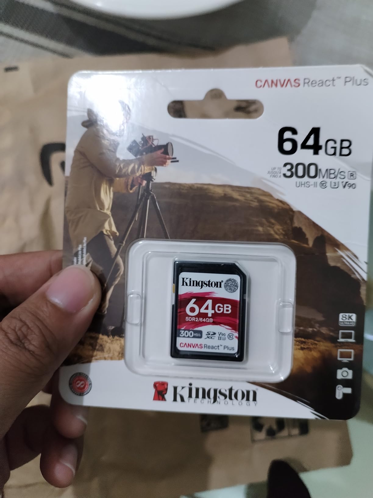 Kingston Canvas React Plus 64GB SD Card, SDXC UHS-II, 300R/260W U3 V90 customer photo 1