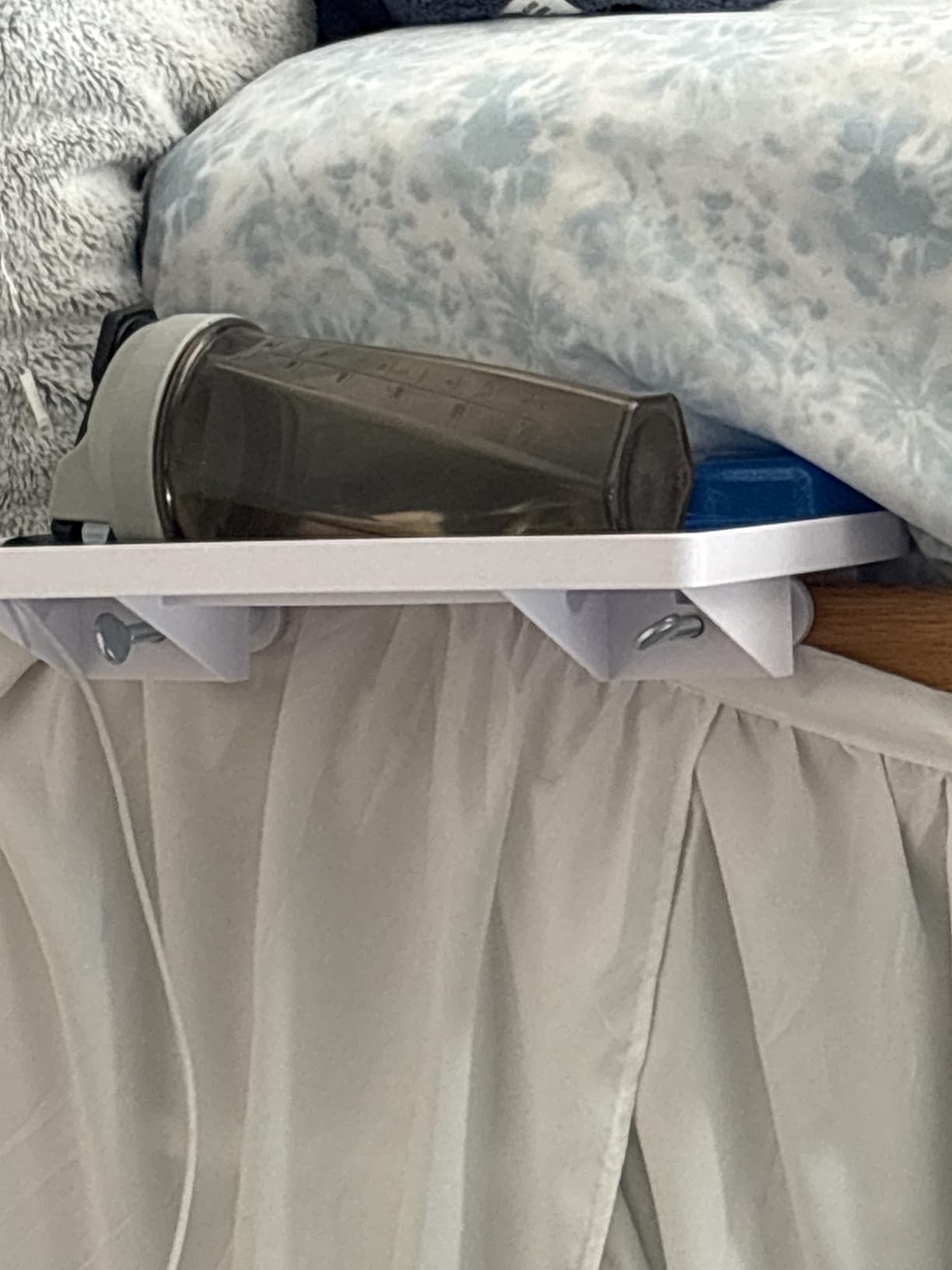 BedShelfie Bedside Shelf for Dorm Room - Cable Catch, Black | Bunk Bed & Top Bunk, College Dorm Room Essentials, Clip On Nightstand, Bed Side Table Tray customer photo 1