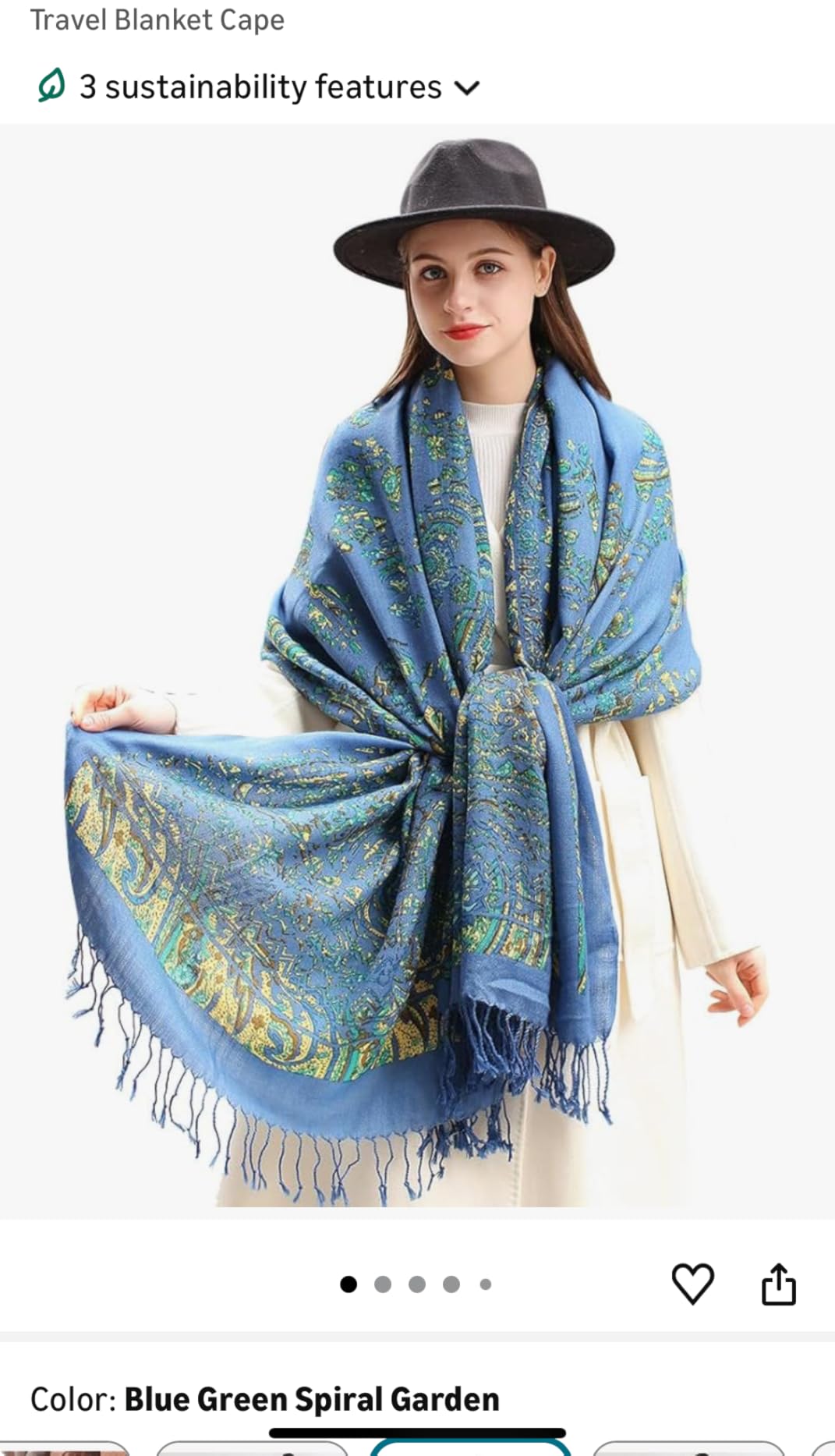 100% Merino Wool Extra Large Pashmina Shawl for Women | 96x43 Oversized Cashmere Wrap with Handmade Tassels, Lightweight Floral Travel Blanket Cape for Evening Dress customer photo 1